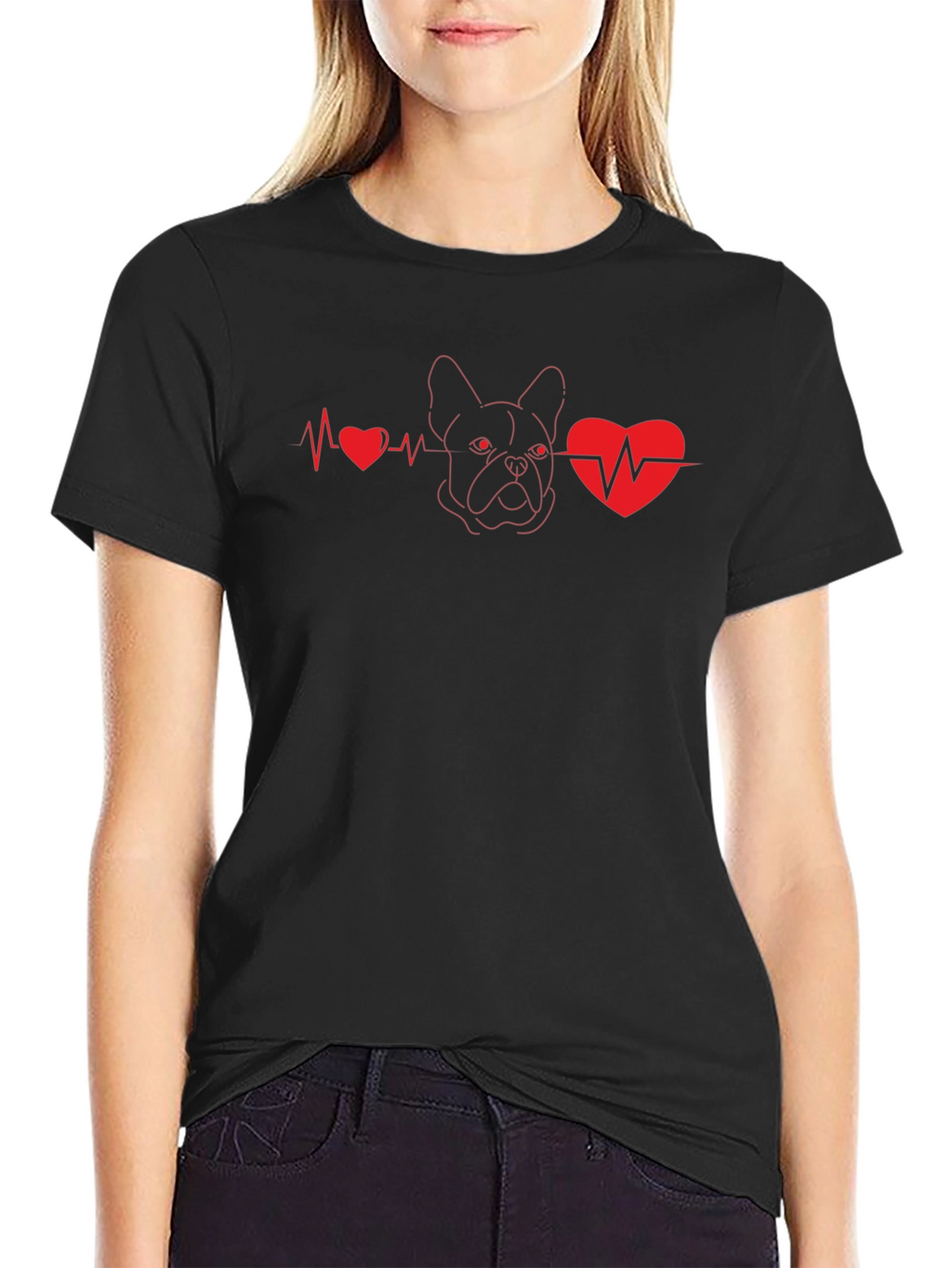 Dog Breed Heartbeat T-Shirt - Mens Black Tee