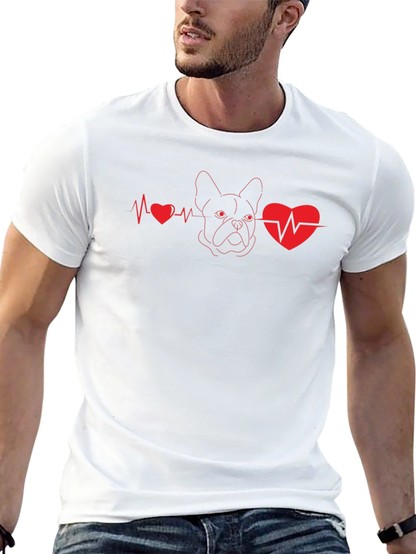 Dog Breed Heartbeat T-Shirt - Mens Black Tee