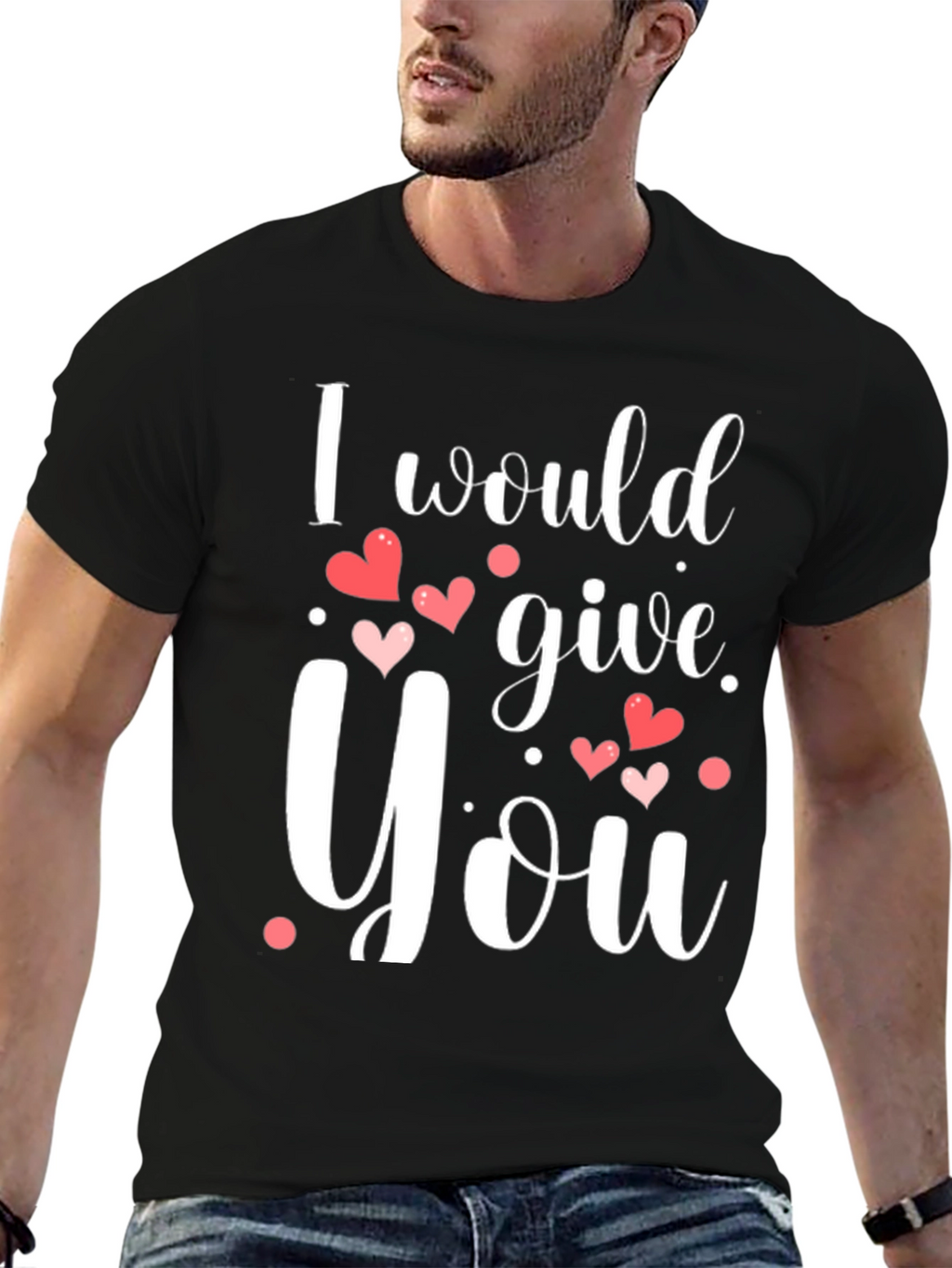 Romantic Black T-Shirt I Would Give You Hearts