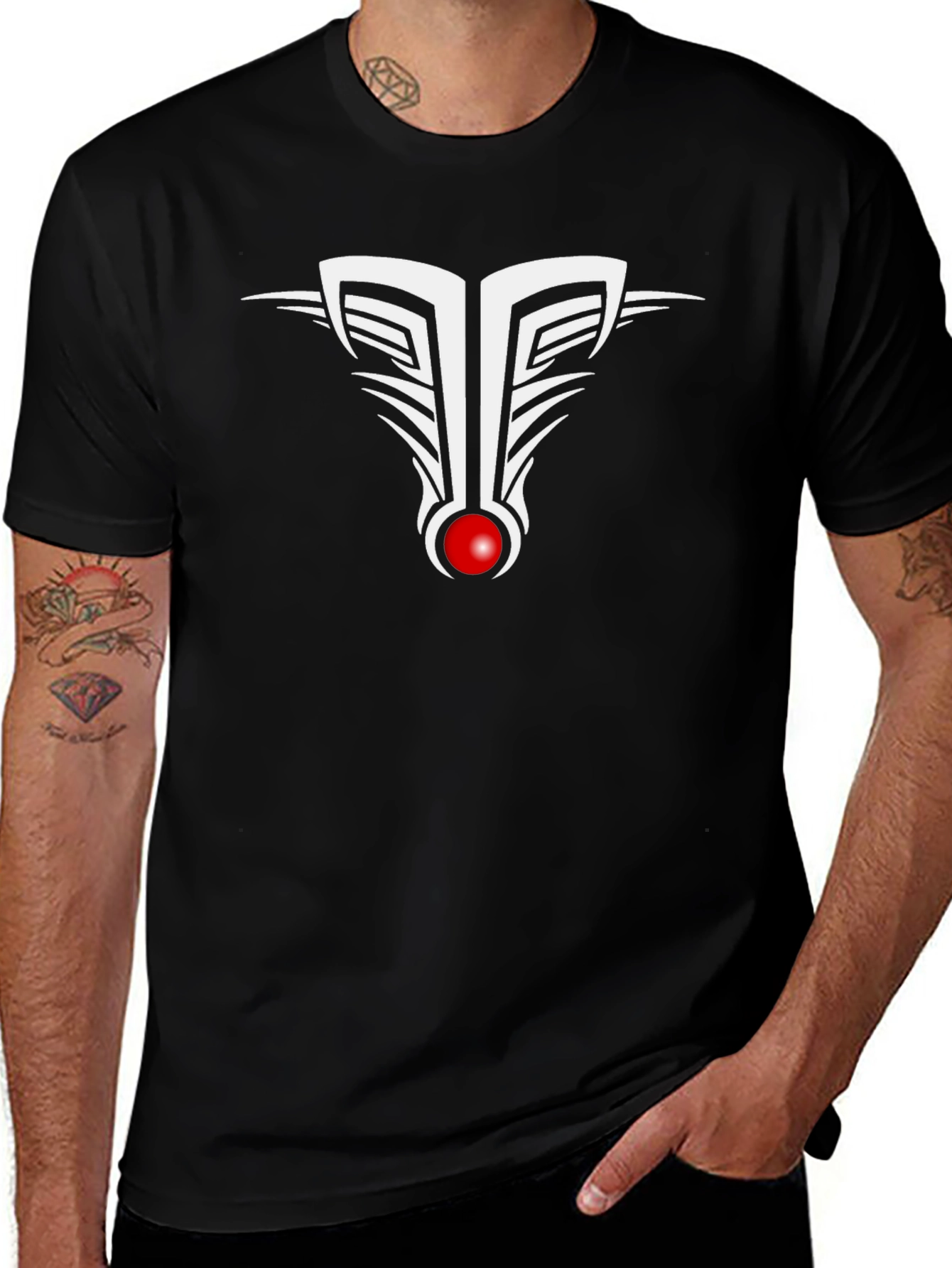 Abstract Graphic Tee - Black Cotton Blend T-Shirt