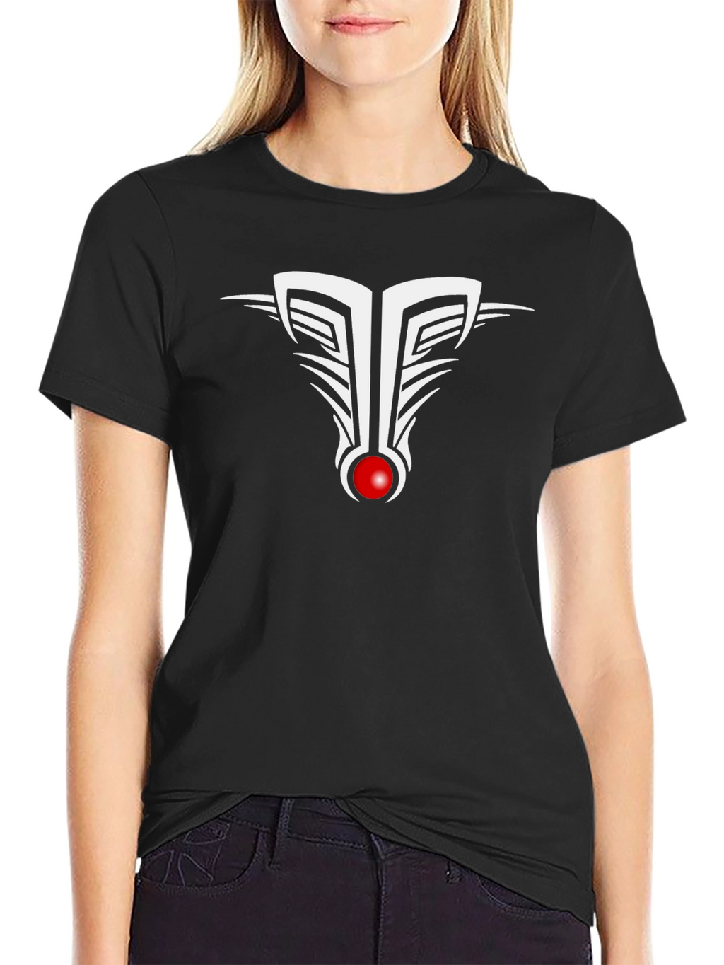 Abstract Graphic Tee - Black Cotton Blend T-Shirt