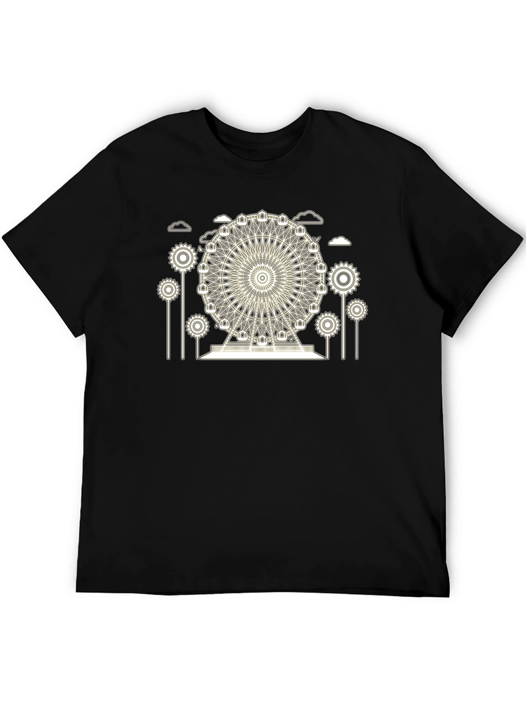 Ferris Wheel Graphic Tee - Black Cotton T-Shirt