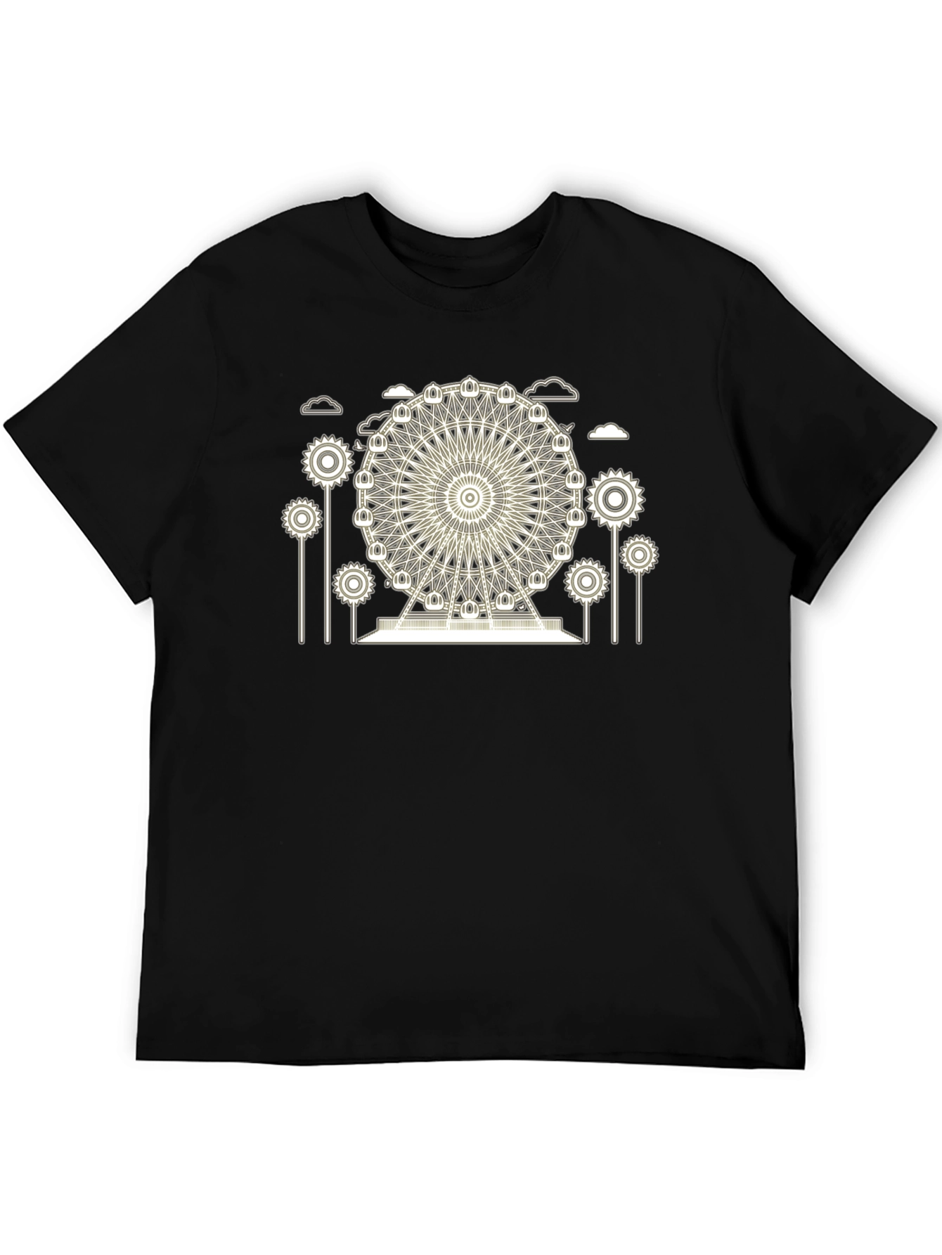 Ferris Wheel Graphic Tee - Black Cotton T-Shirt