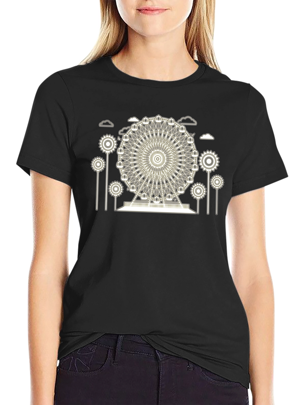 Ferris Wheel Graphic Tee - Black Cotton T-Shirt