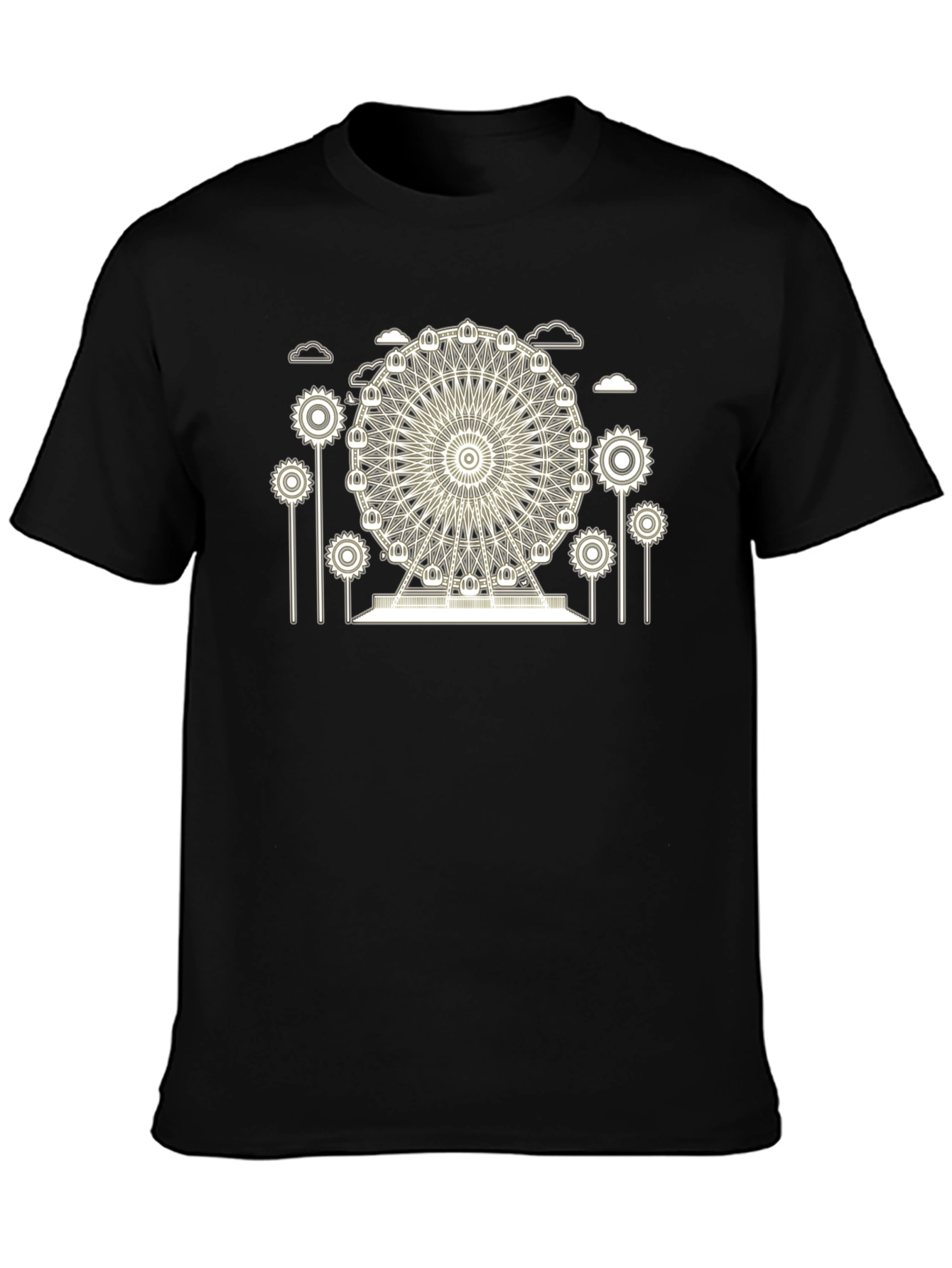 Ferris Wheel Graphic Tee - Black Cotton T-Shirt