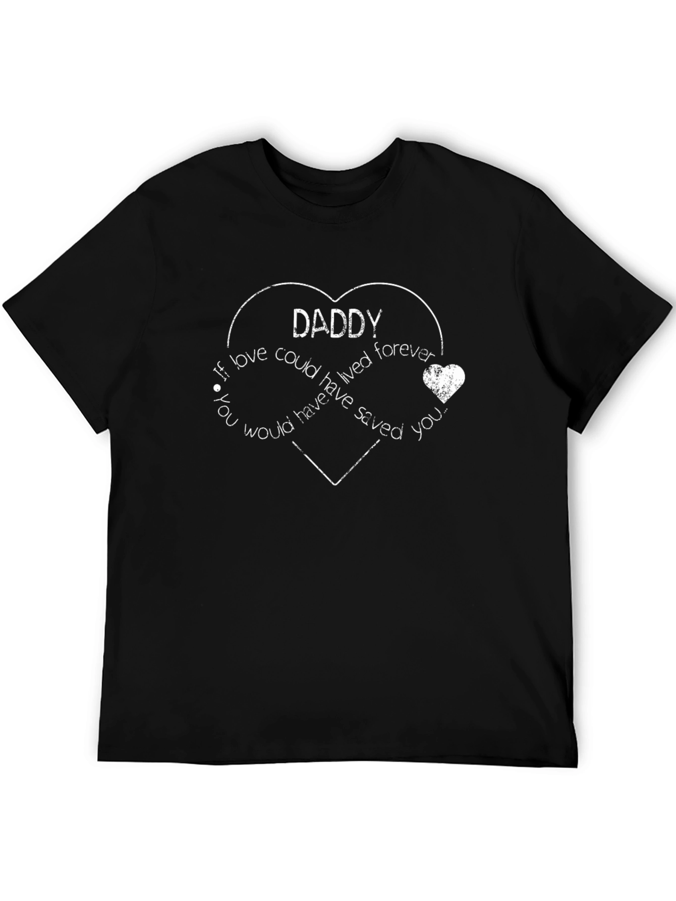 Daddy Forever Heart Print Black T-Shirt