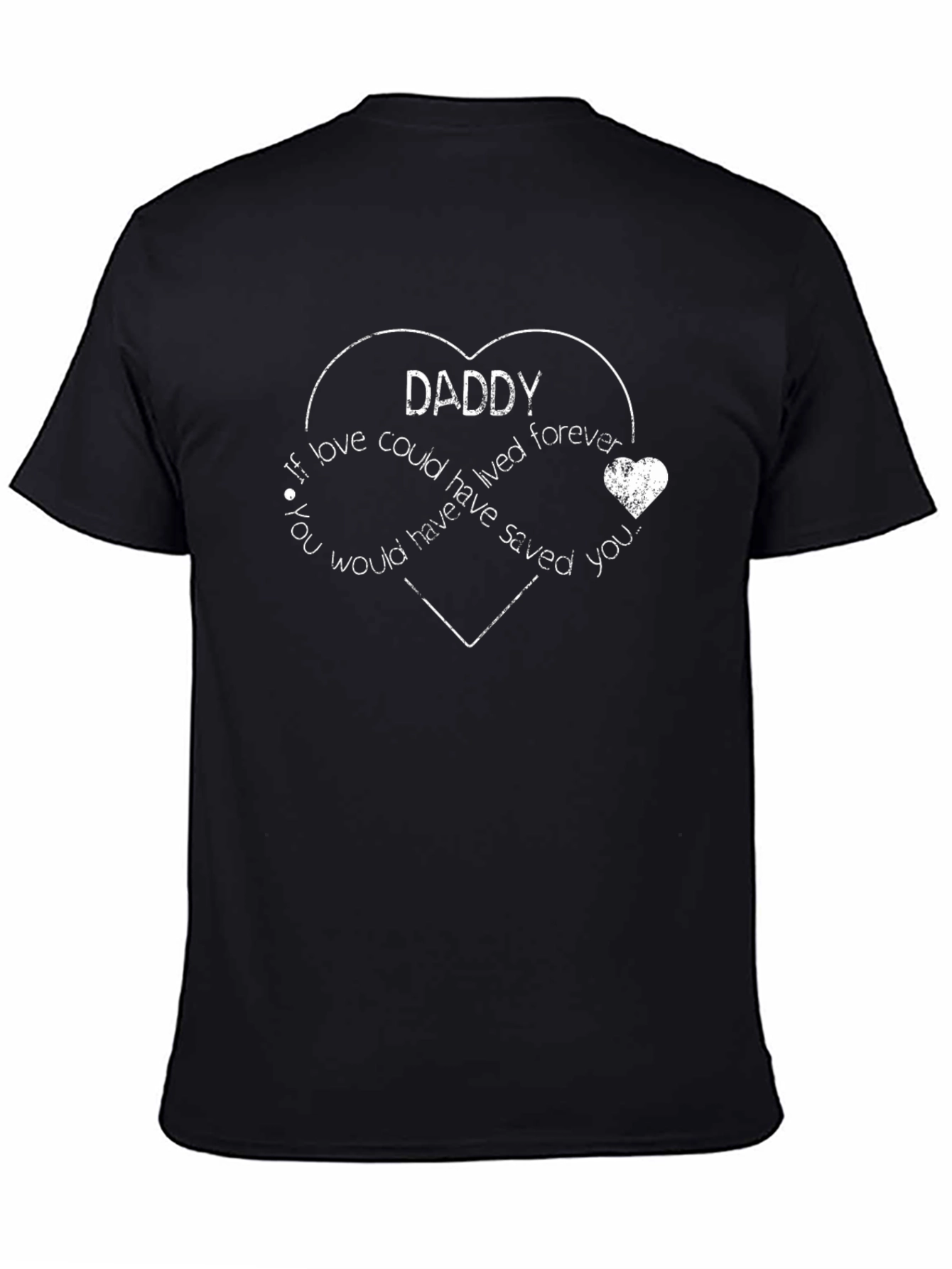 Daddy Forever Heart Print Black T-Shirt