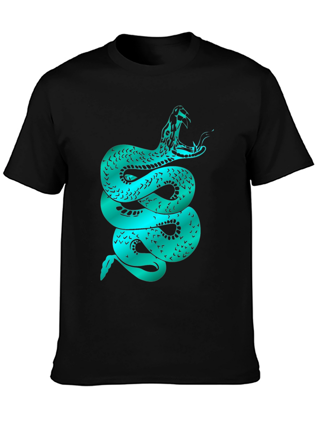 Mens Snake Graphic Tee - Black Cotton