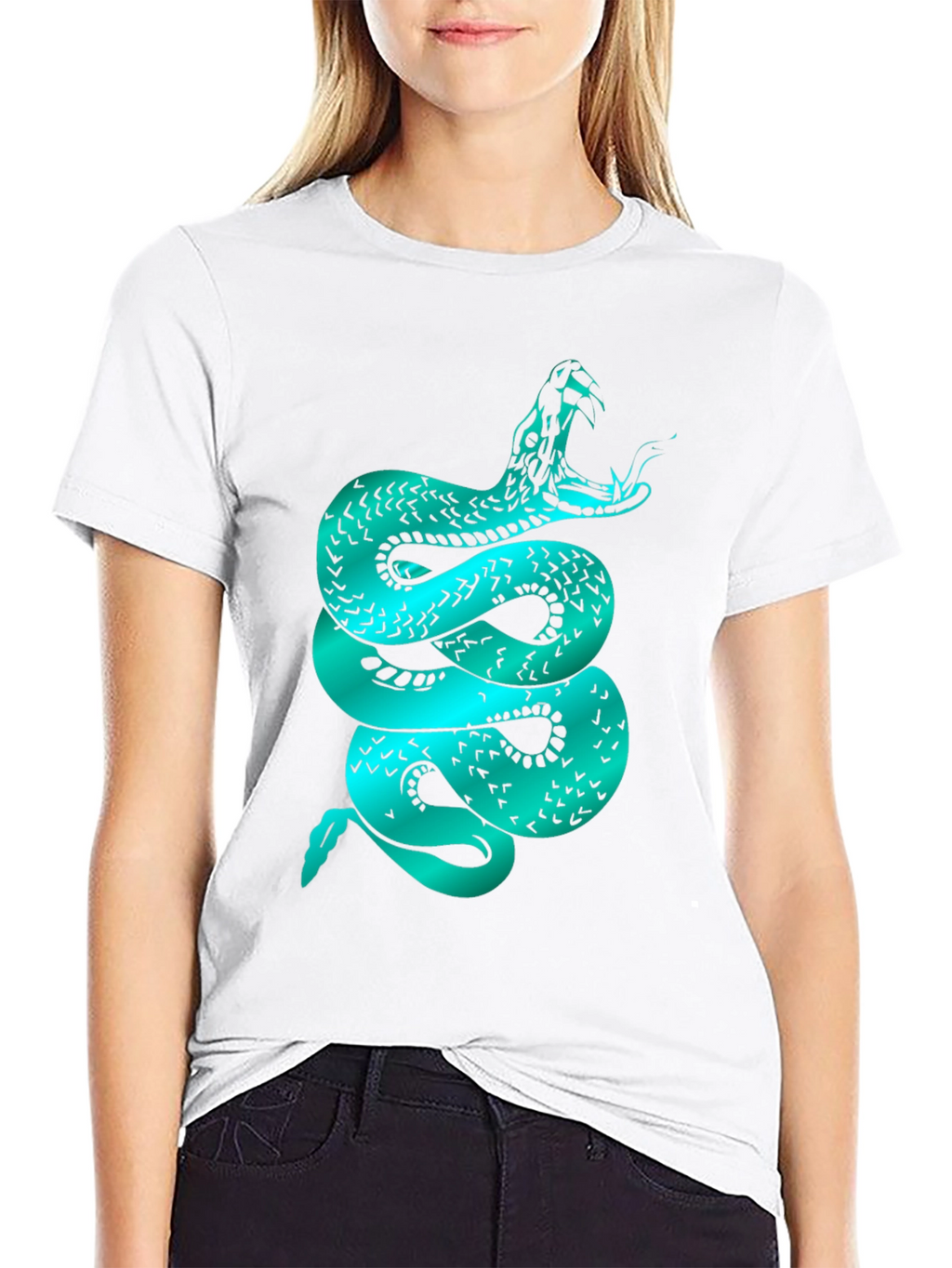 Mens Snake Graphic Tee - Black Cotton