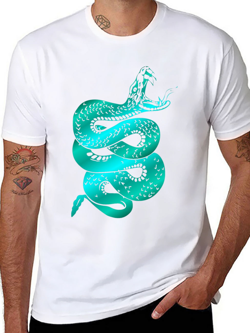 Mens Snake Graphic Tee - Black Cotton