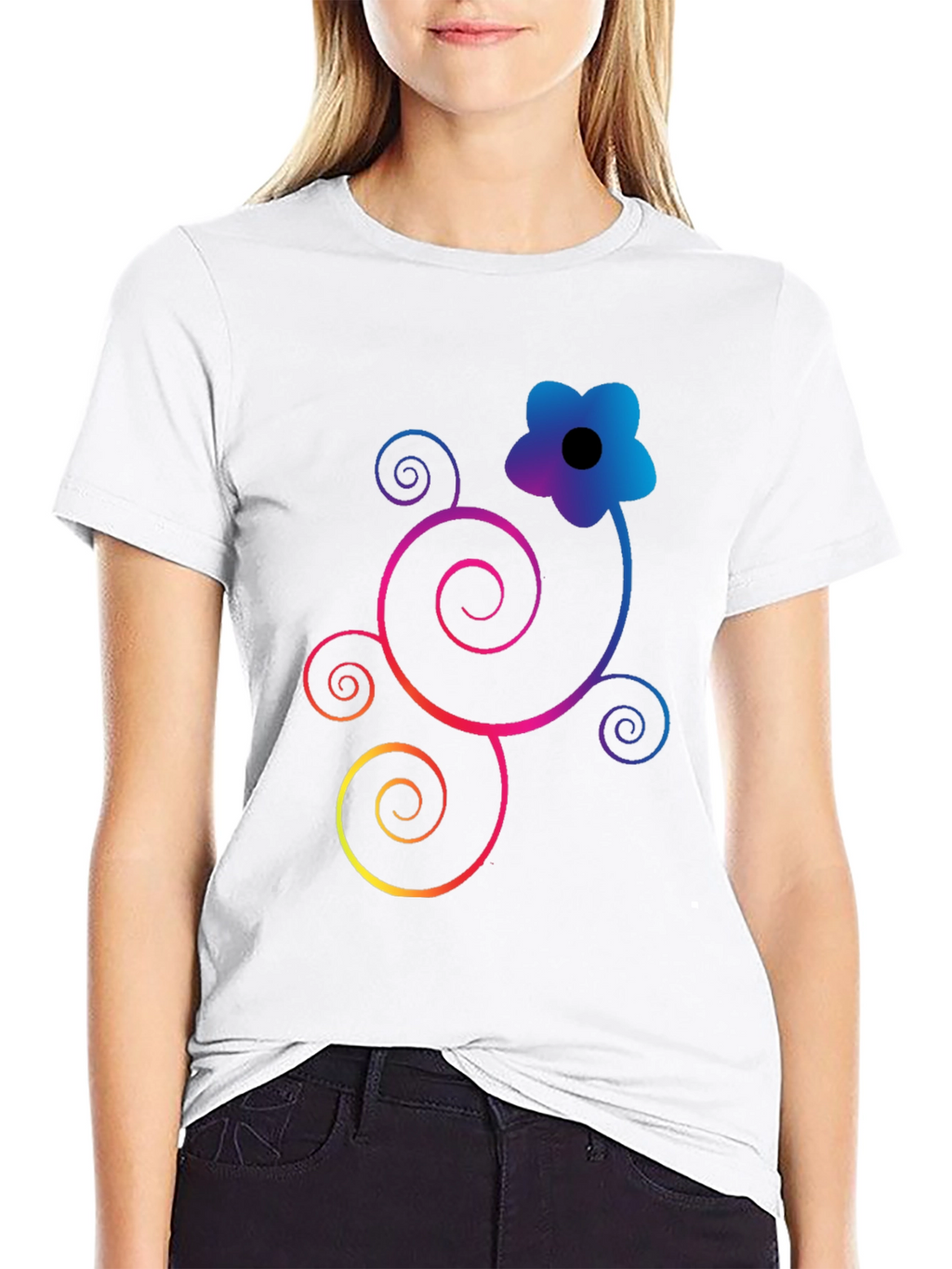 Floral Swirl Graphic Black T-Shirt