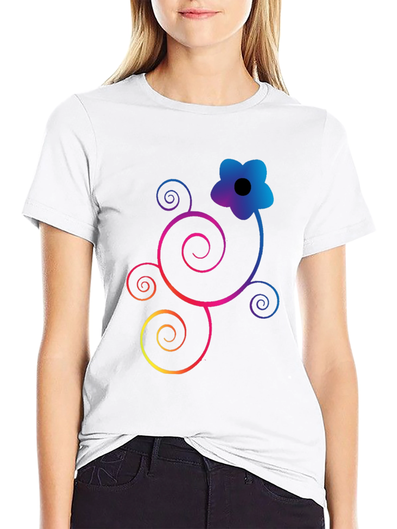 Floral Swirl Graphic Black T-Shirt