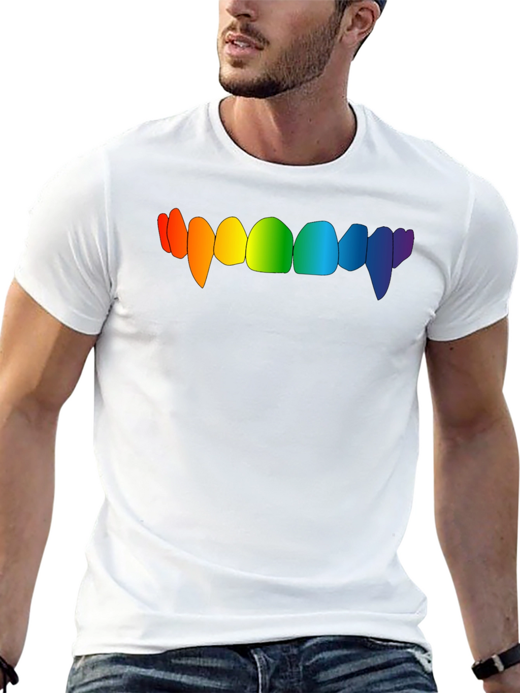 Rainbow Vampire Teeth Graphic Tee - Black