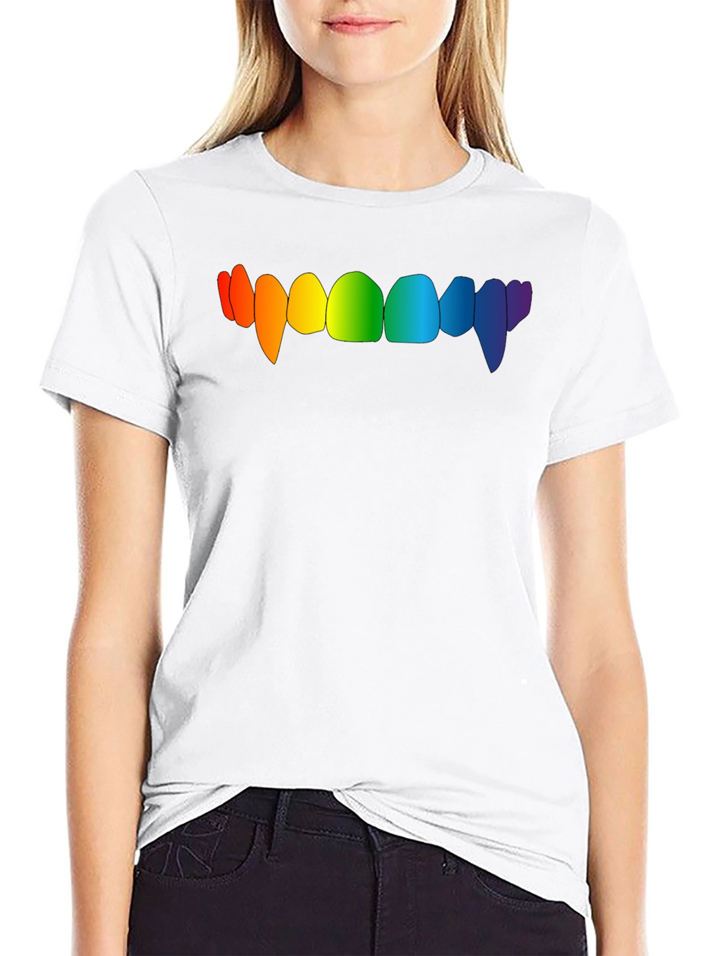 Rainbow Vampire Teeth Graphic Tee - Black