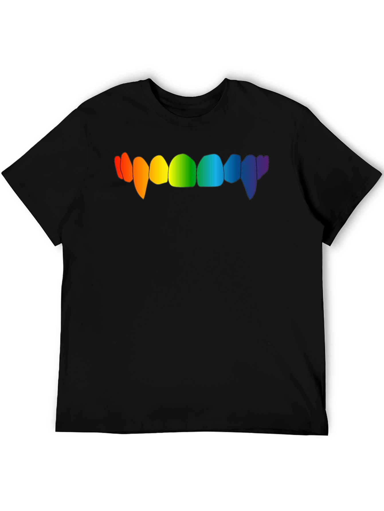 Rainbow Vampire Teeth Graphic Tee - Black