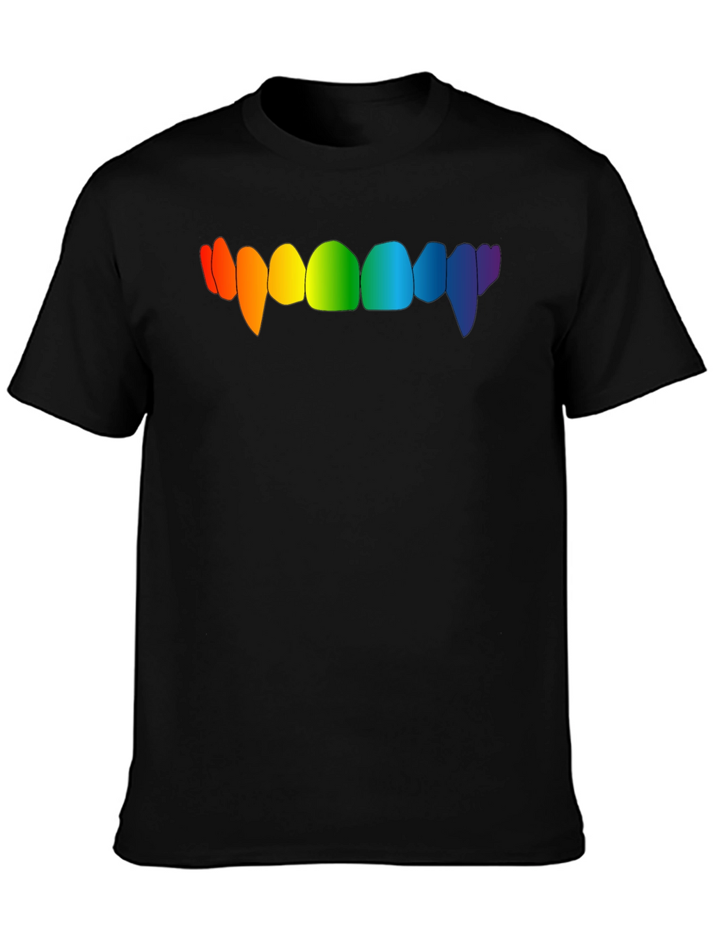 Rainbow Vampire Teeth Graphic Tee - Black