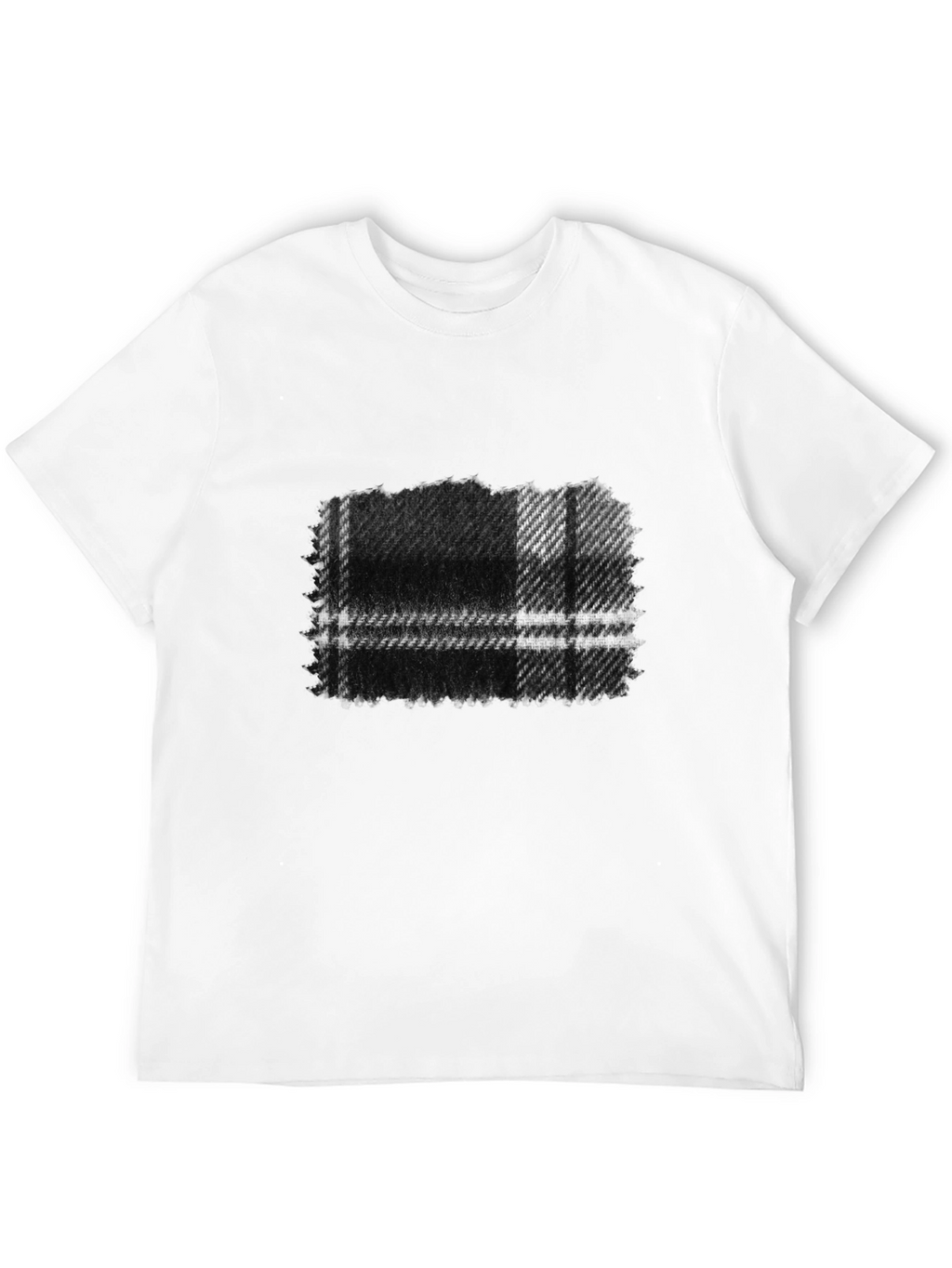 Mens Black Plaid Graphic Tee