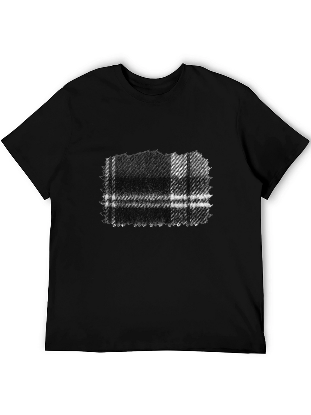 Mens Black Plaid Graphic Tee