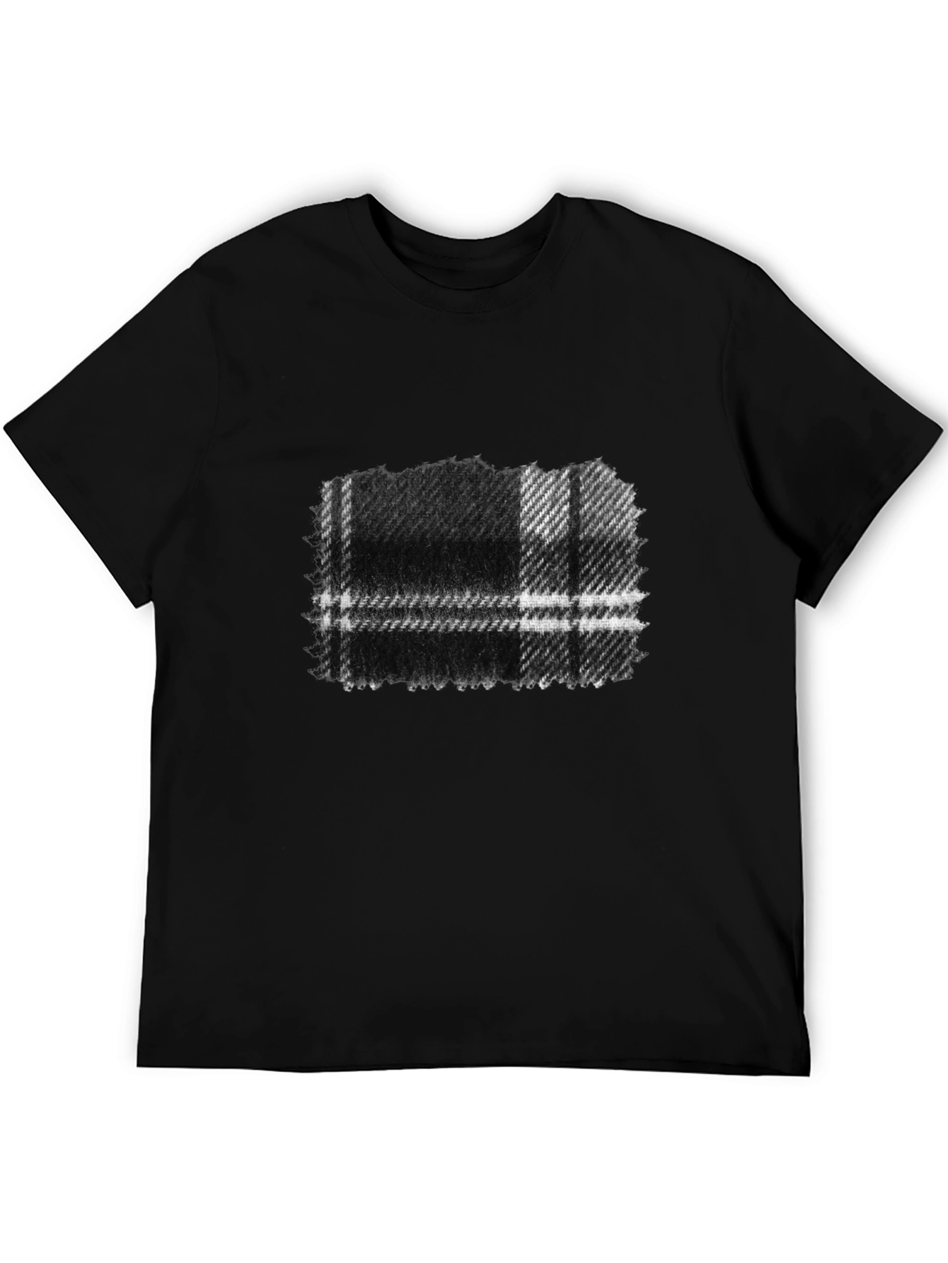 Mens Black Plaid Graphic Tee