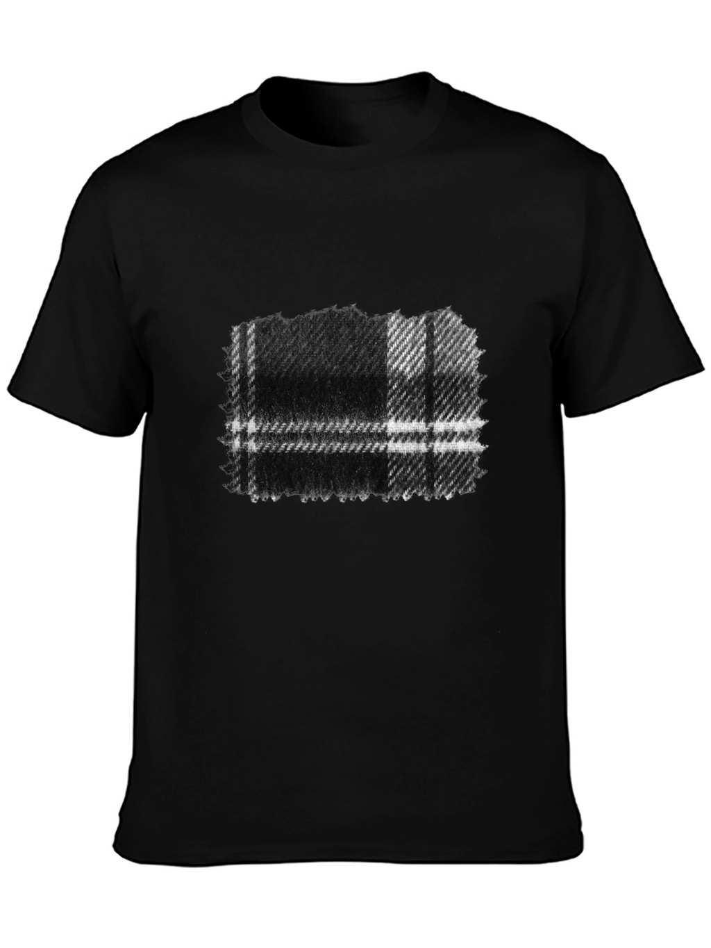 Mens Black Plaid Graphic Tee