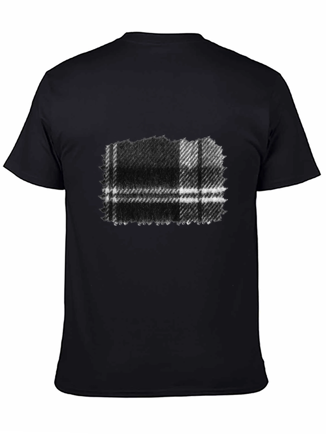 Mens Black Plaid Graphic Tee