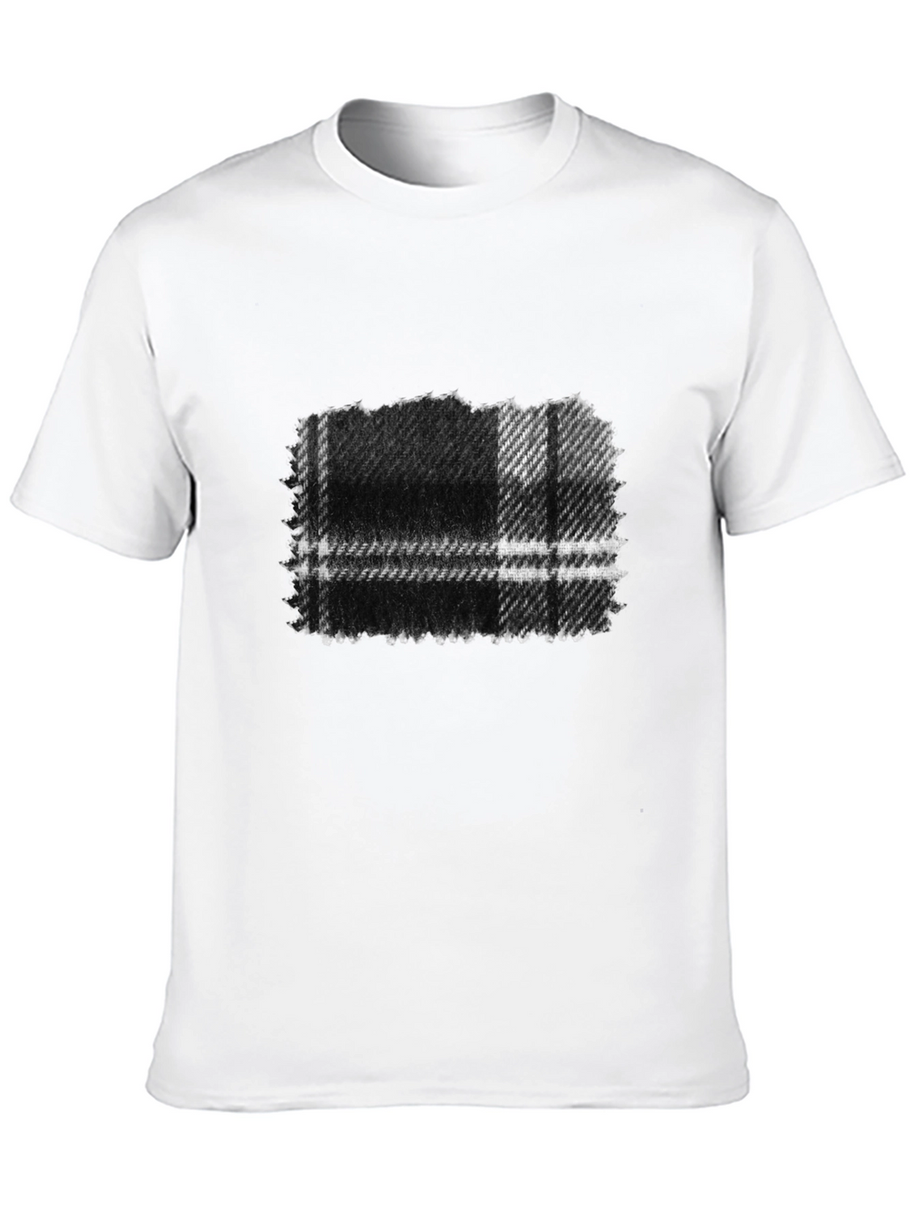 Mens Black Plaid Graphic Tee