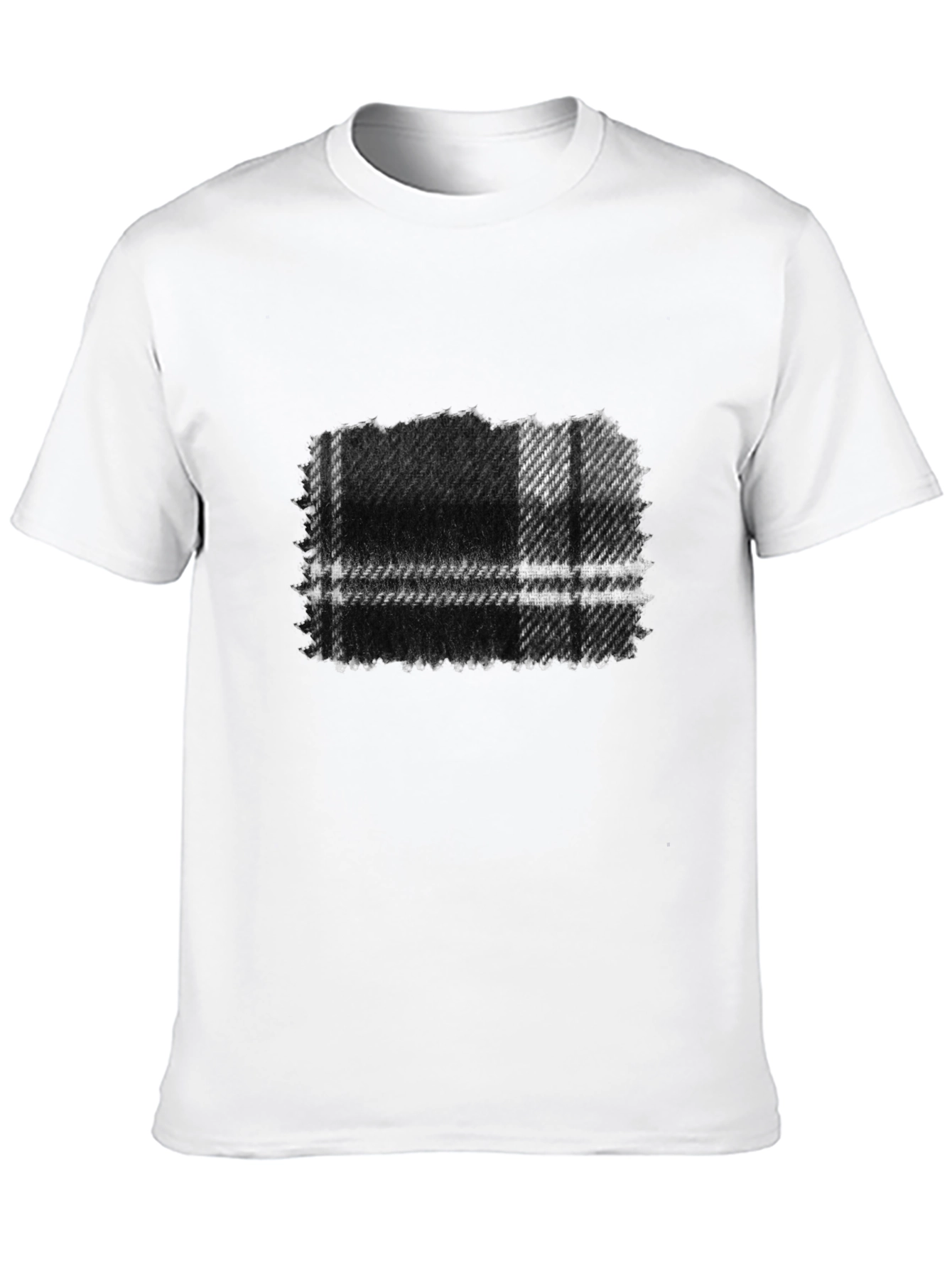 Mens Black Plaid Graphic Tee