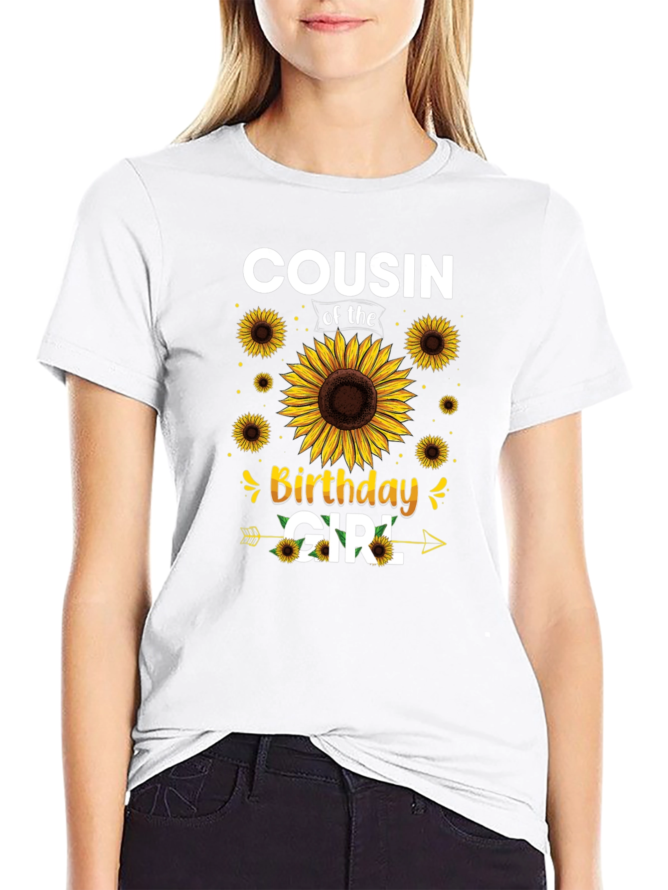 Cousin of the Birthday Girl Sunflower Tee