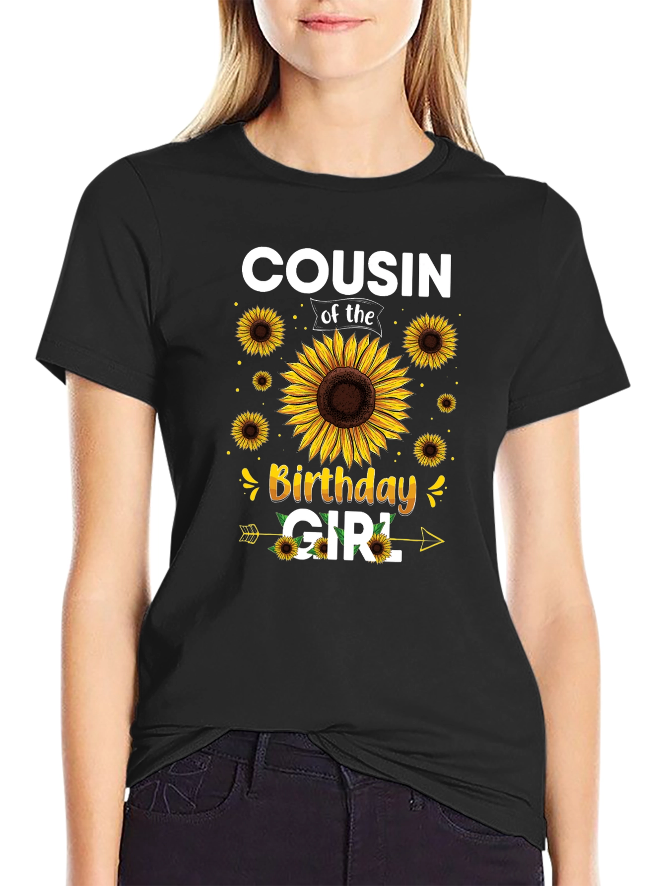 Cousin of the Birthday Girl Sunflower Tee