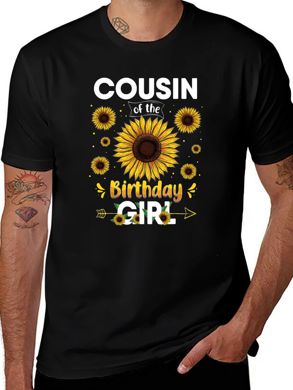Cousin of the Birthday Girl Sunflower Tee