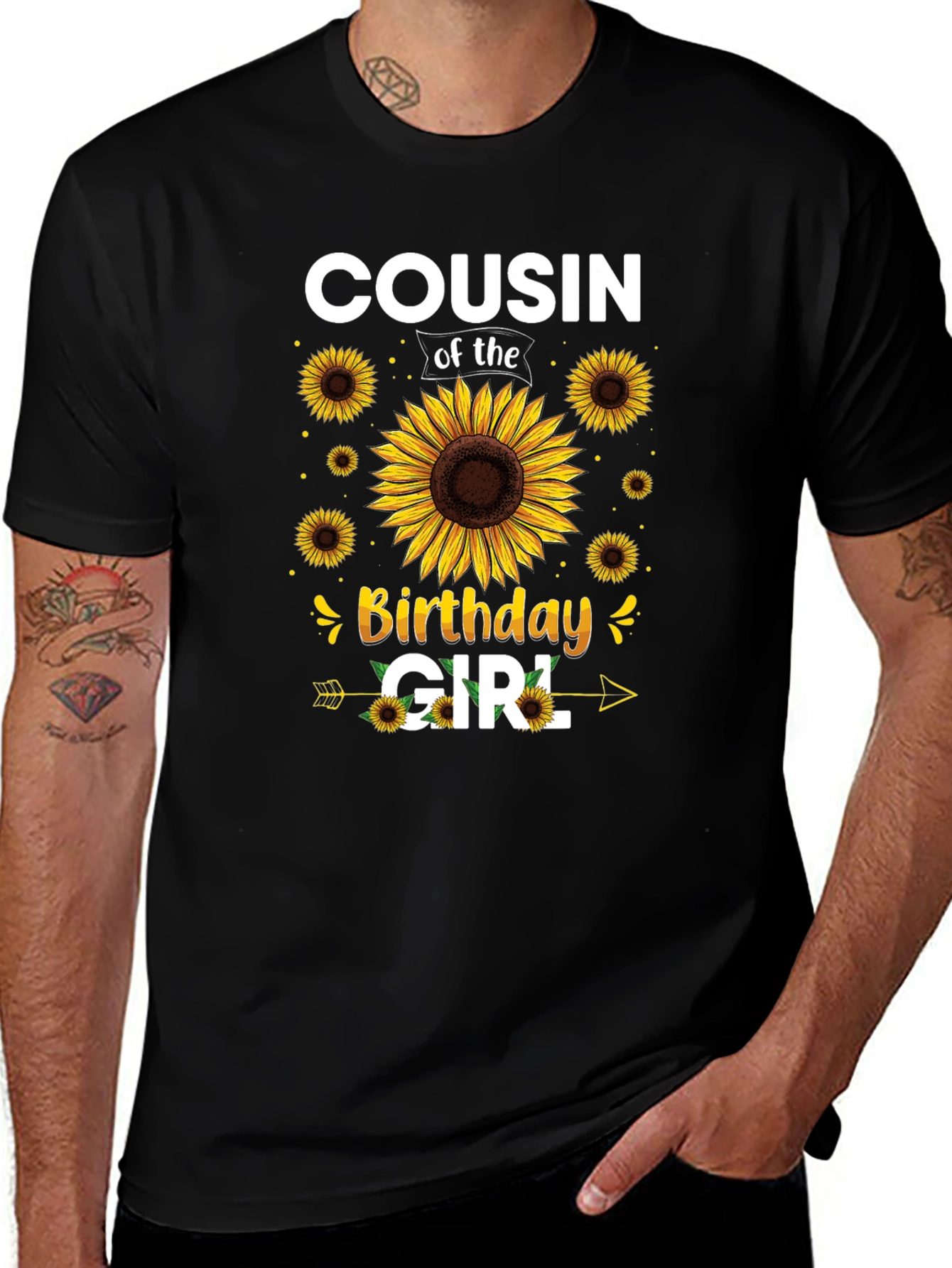 Cousin of the Birthday Girl Sunflower Tee