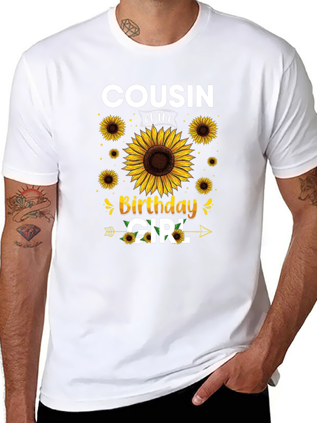 Cousin of the Birthday Girl Sunflower Tee