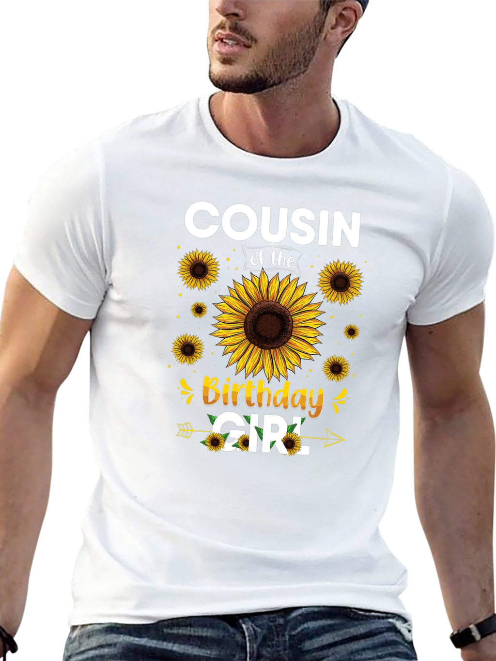Cousin of the Birthday Girl Sunflower Tee