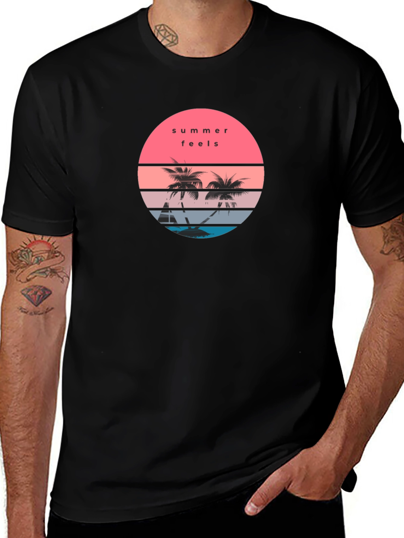 Summer Feels Graphic T-Shirt - Black