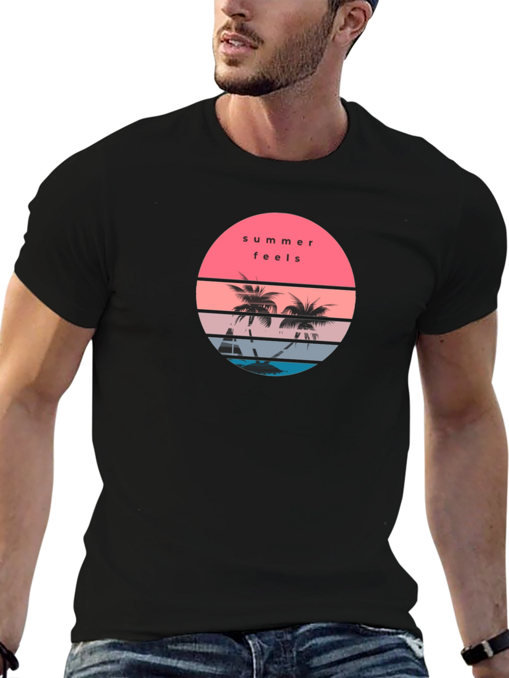 Summer Feels Graphic T-Shirt - Black