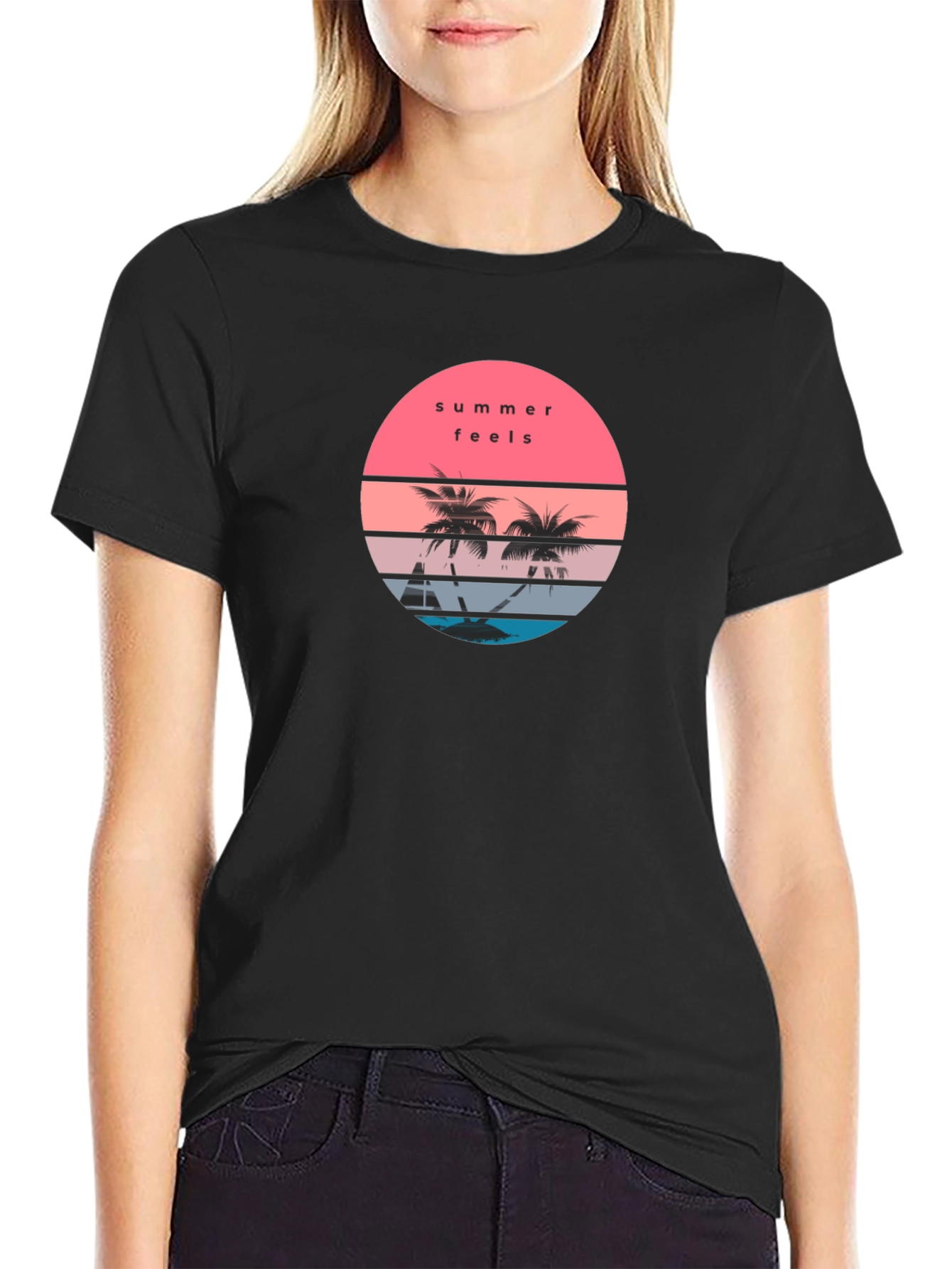 Summer Feels Graphic T-Shirt - Black