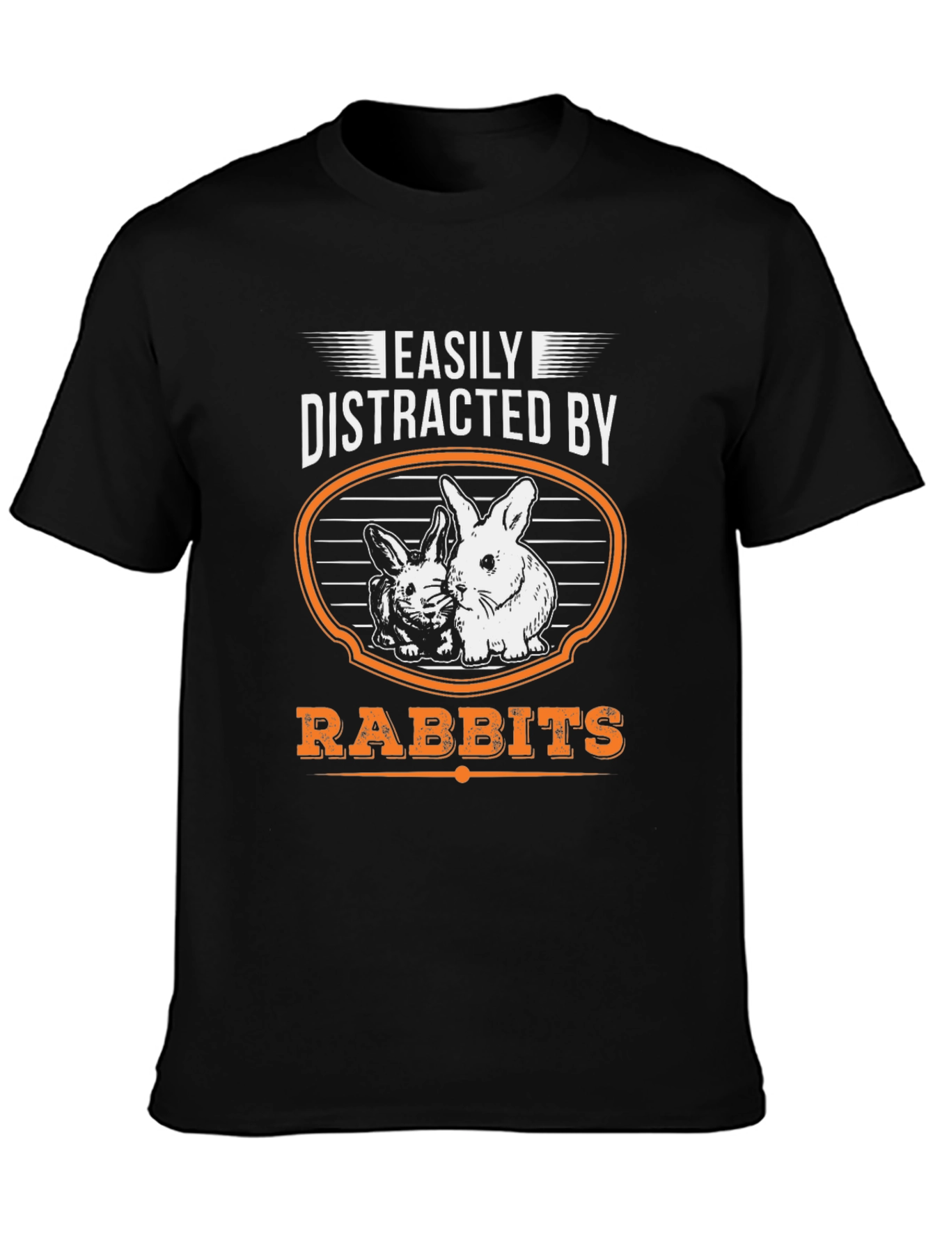 Easily Distracted By Rabbits Funny Graphic T-Shirt