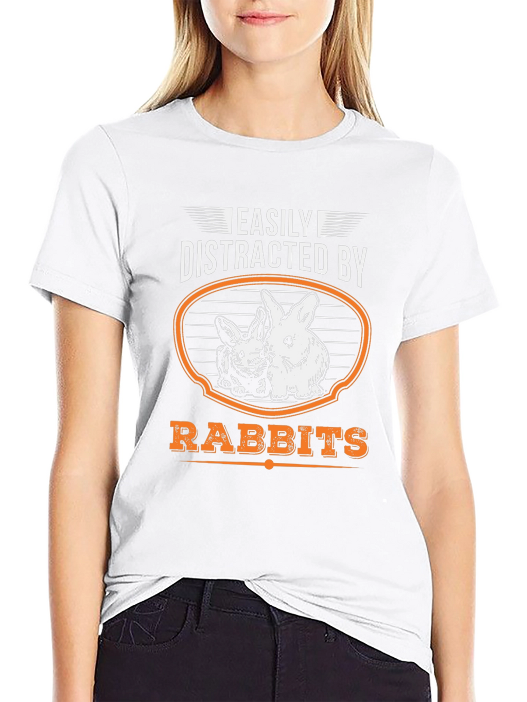 Easily Distracted By Rabbits Funny Graphic T-Shirt