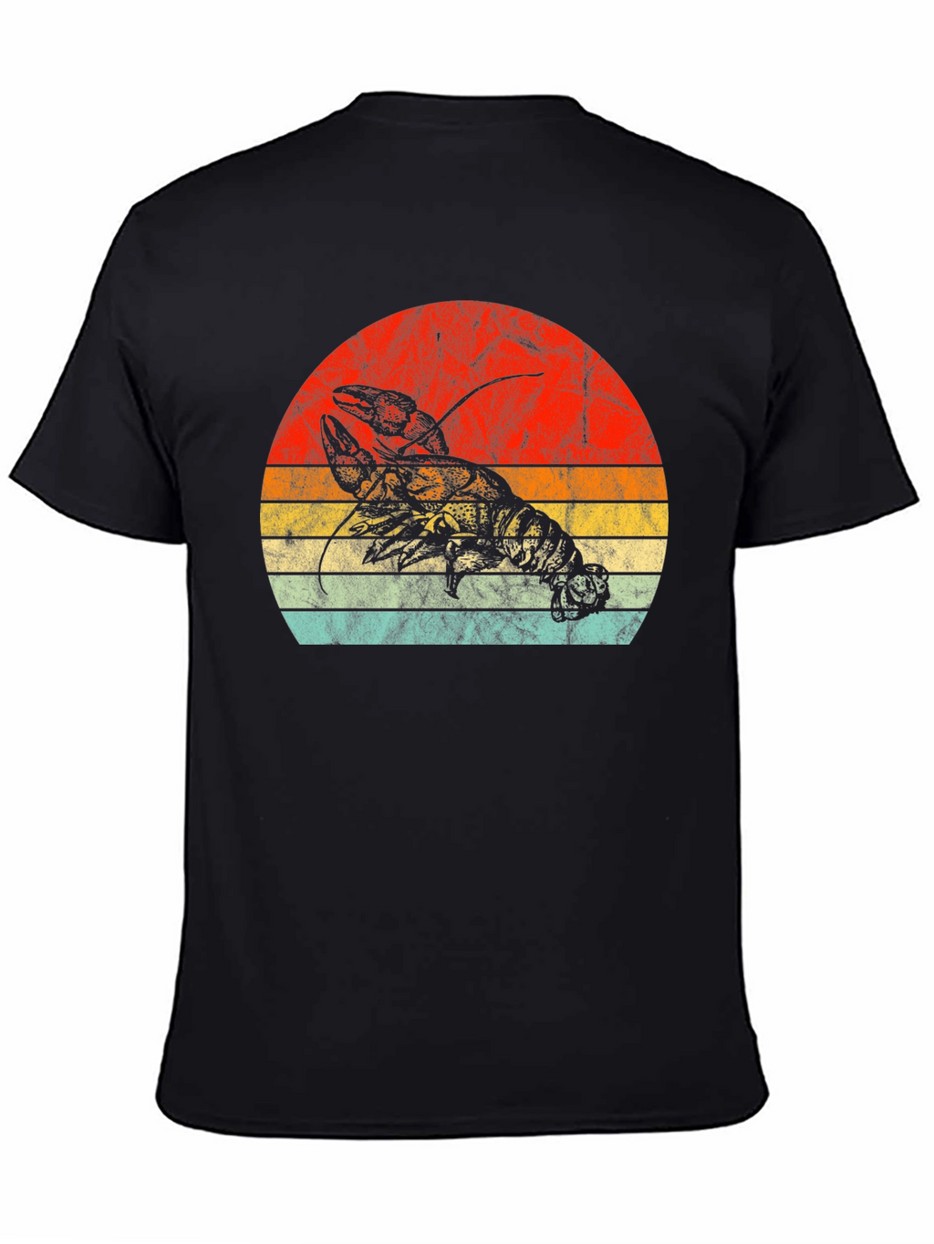 Retro Lobster Sunset Graphic Tee - Black