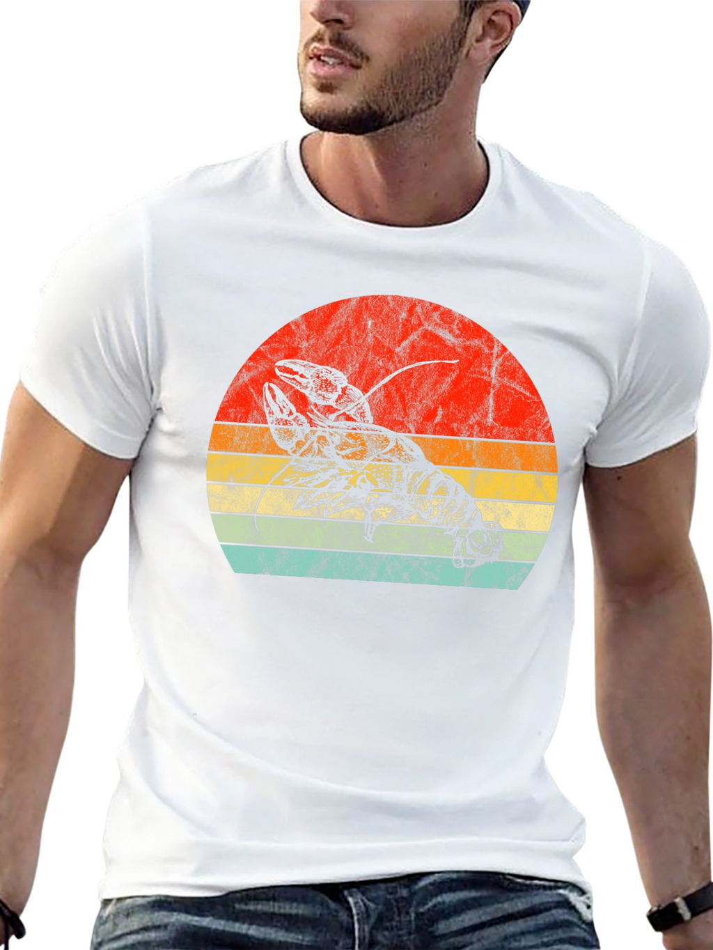 Retro Lobster Sunset Graphic Tee - Black