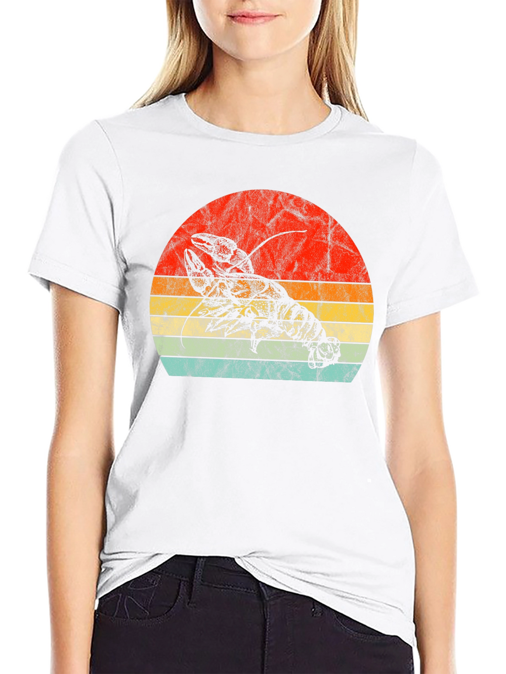 Retro Lobster Sunset Graphic Tee - Black