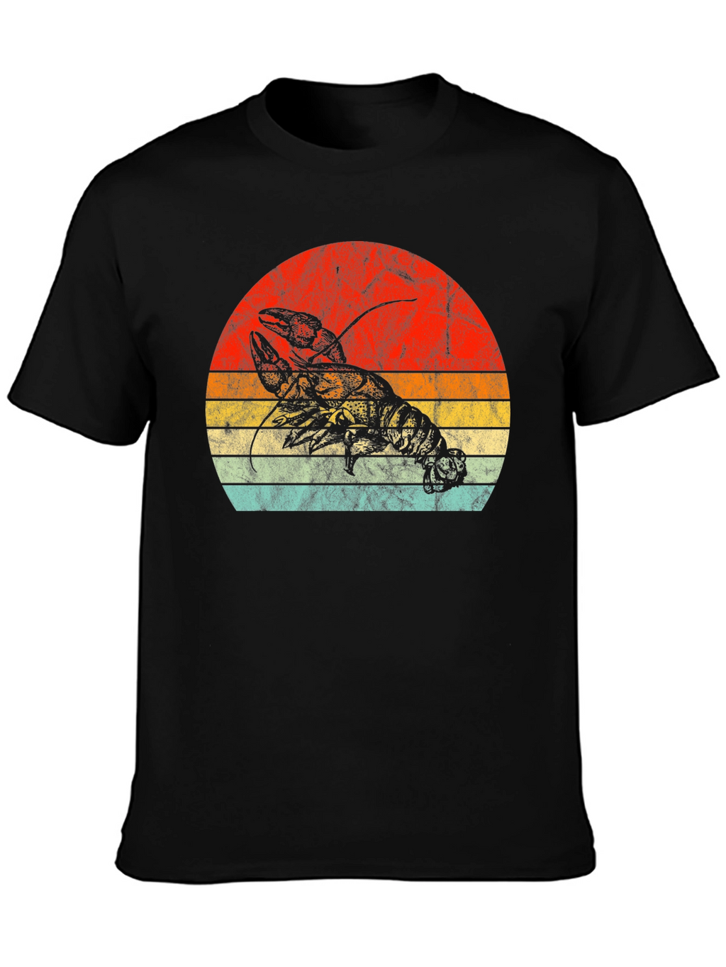 Retro Lobster Sunset Graphic Tee - Black