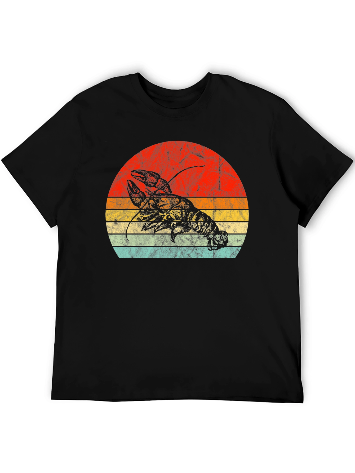 Retro Lobster Sunset Graphic Tee - Black