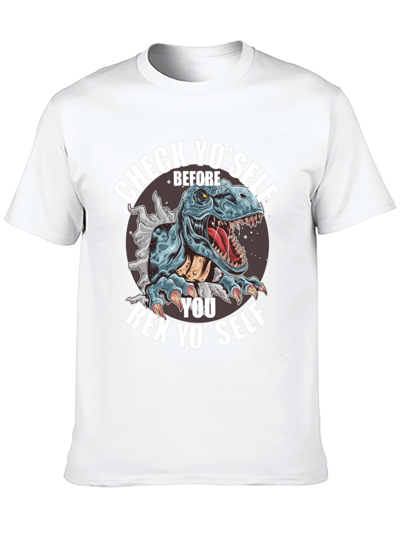 Check Yoself Rex T-Shirt - Funny Dinosaur Tee