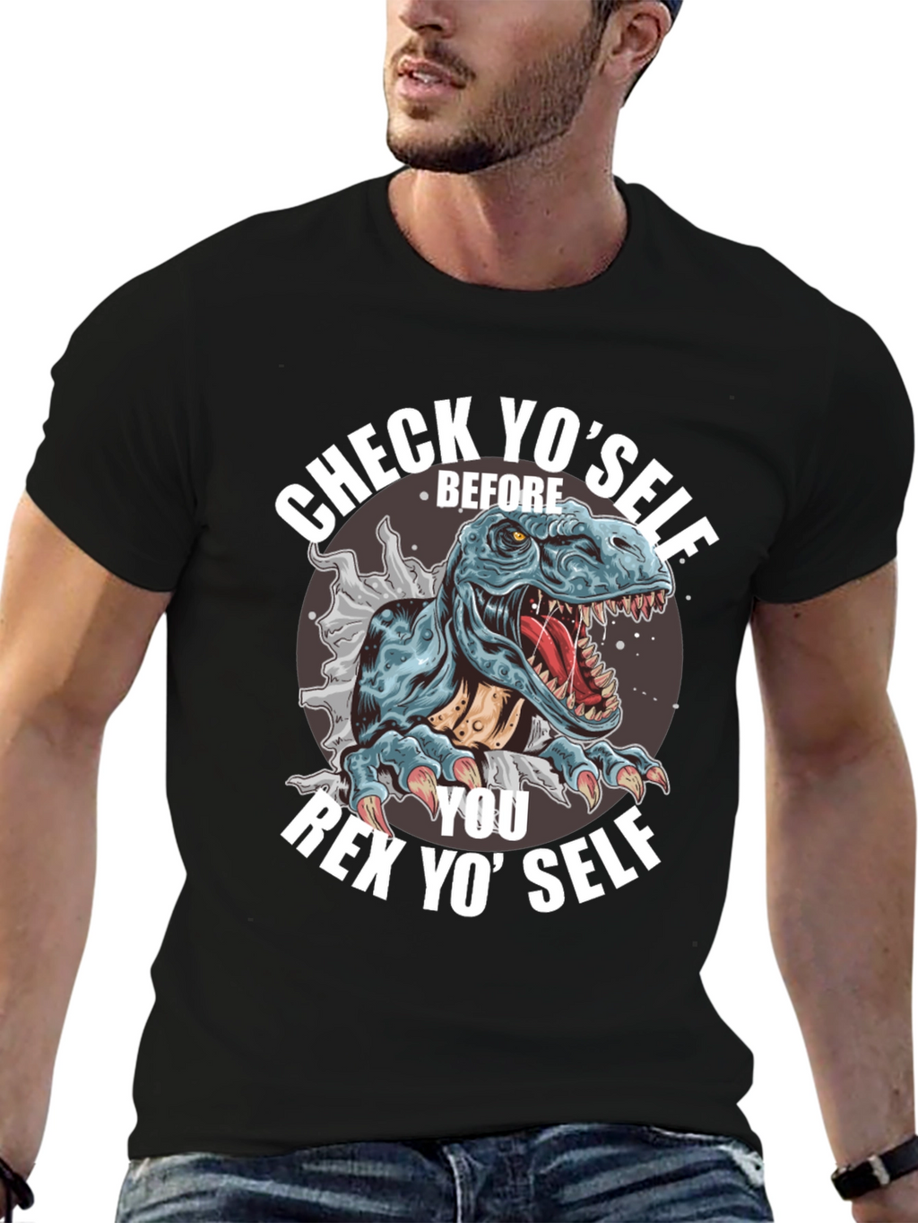 Check Yoself Rex T-Shirt - Funny Dinosaur Tee