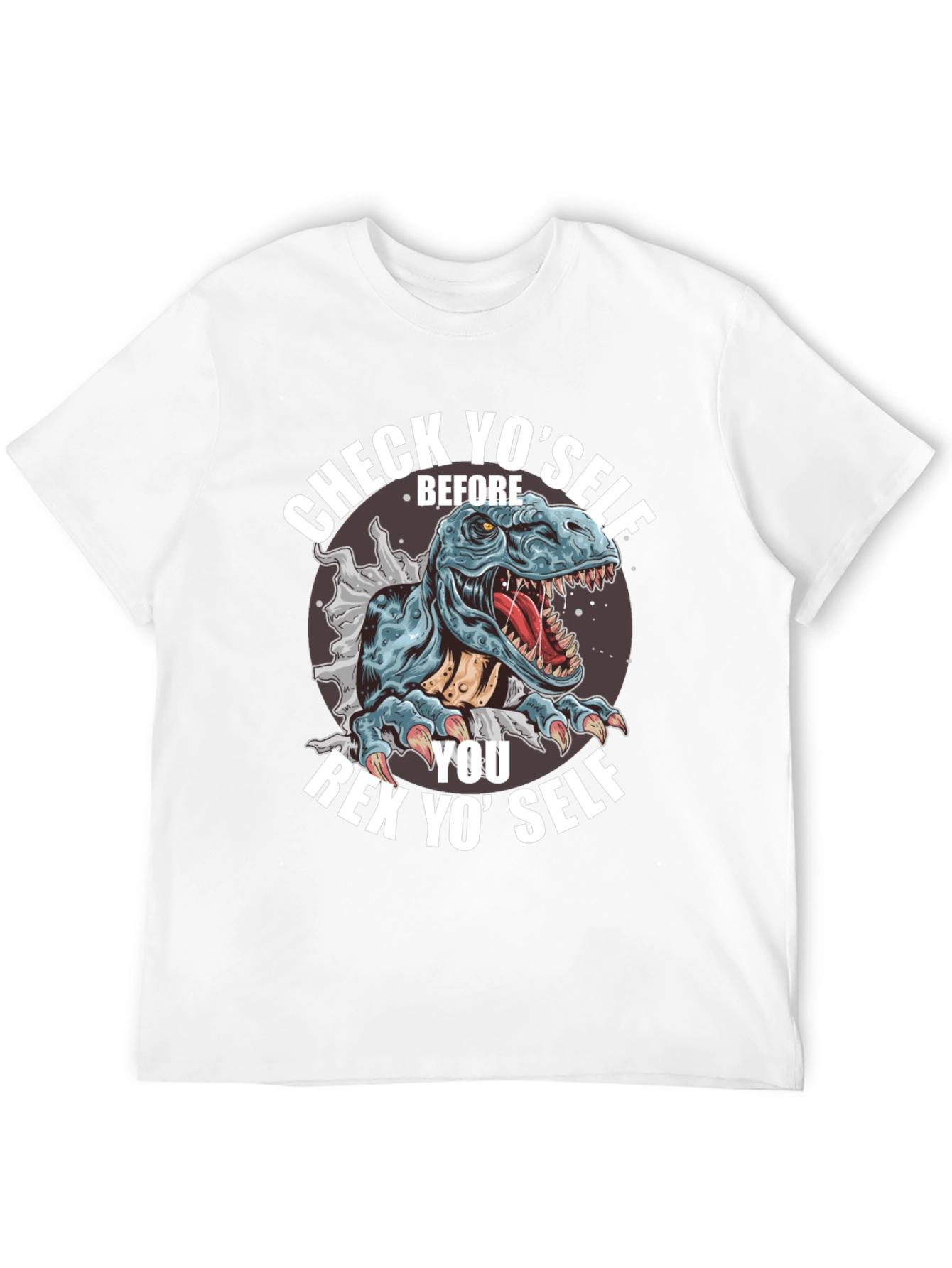 Check Yoself Rex T-Shirt - Funny Dinosaur Tee