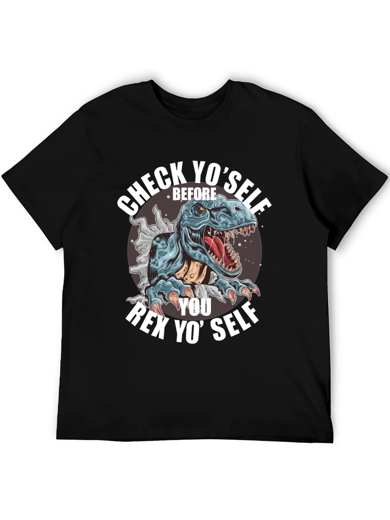 Check Yoself Rex T-Shirt - Funny Dinosaur Tee