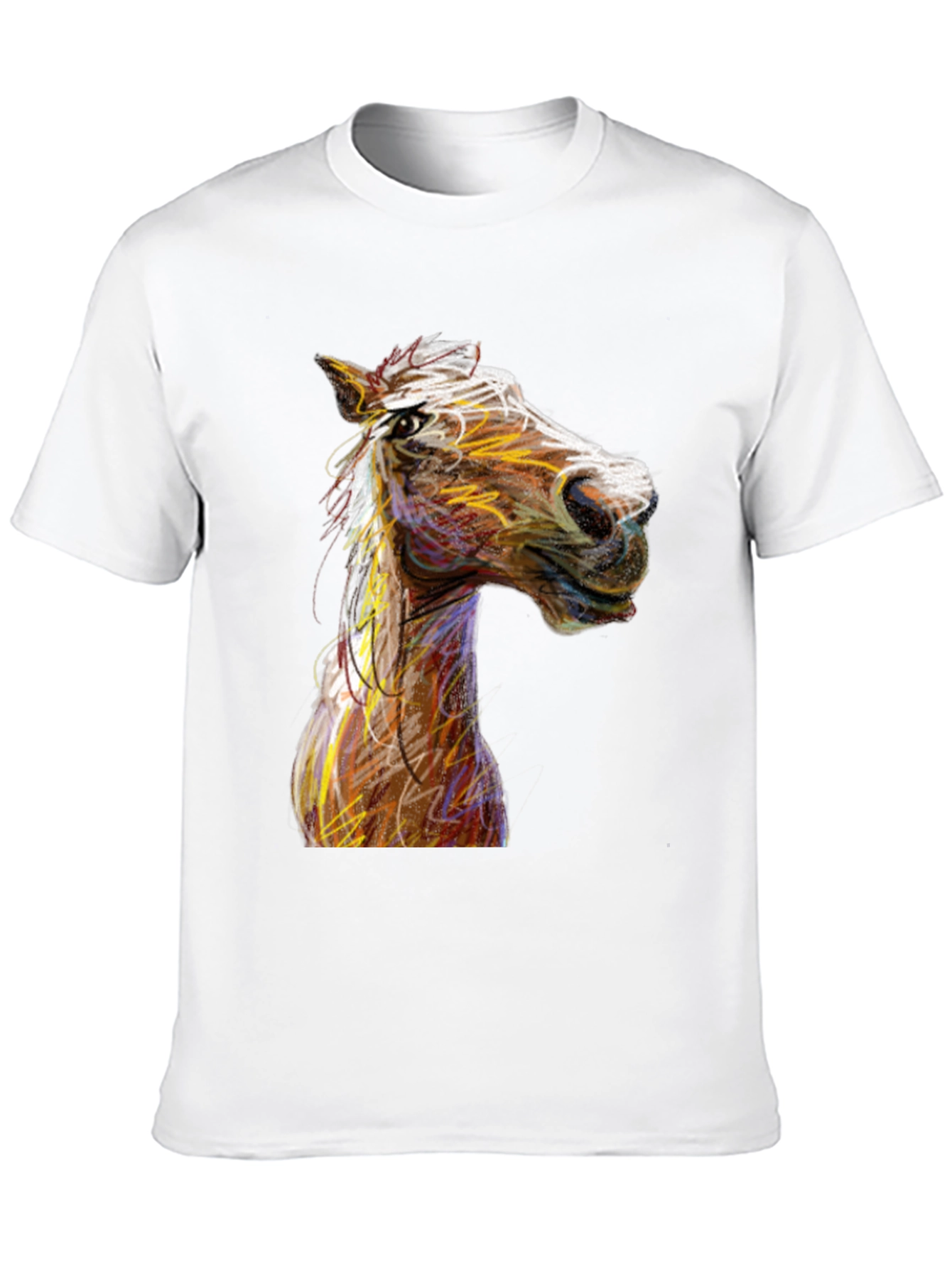 Horse Sketch Graphic Black Tee Shirt