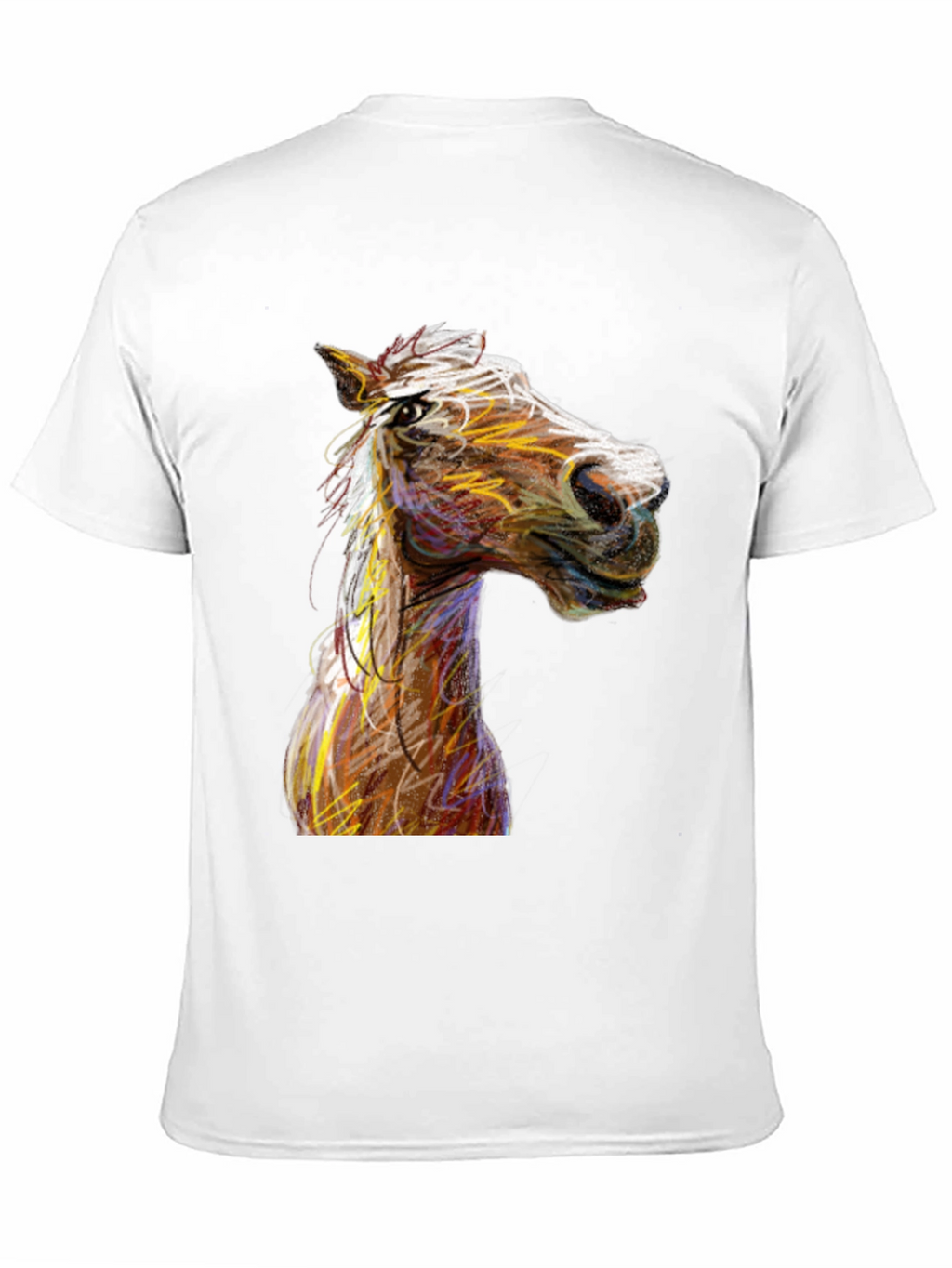 Horse Sketch Graphic Black Tee Shirt