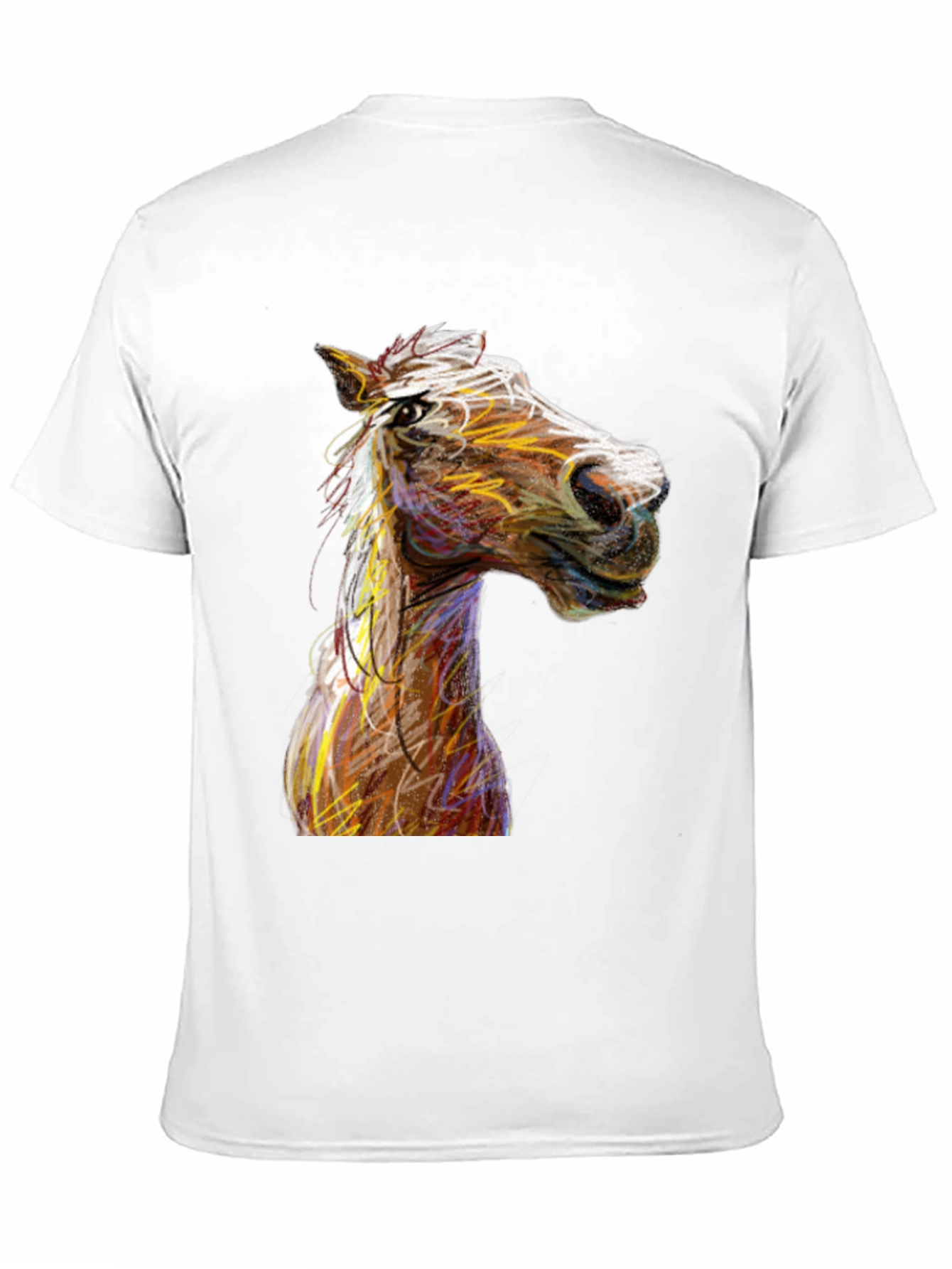 Horse Sketch Graphic Black Tee Shirt